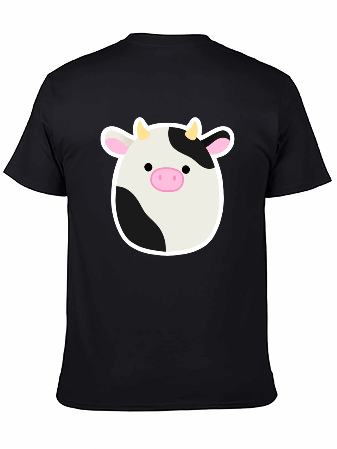 Cute Cartoon Cow Graphic Print Black T-Shirt