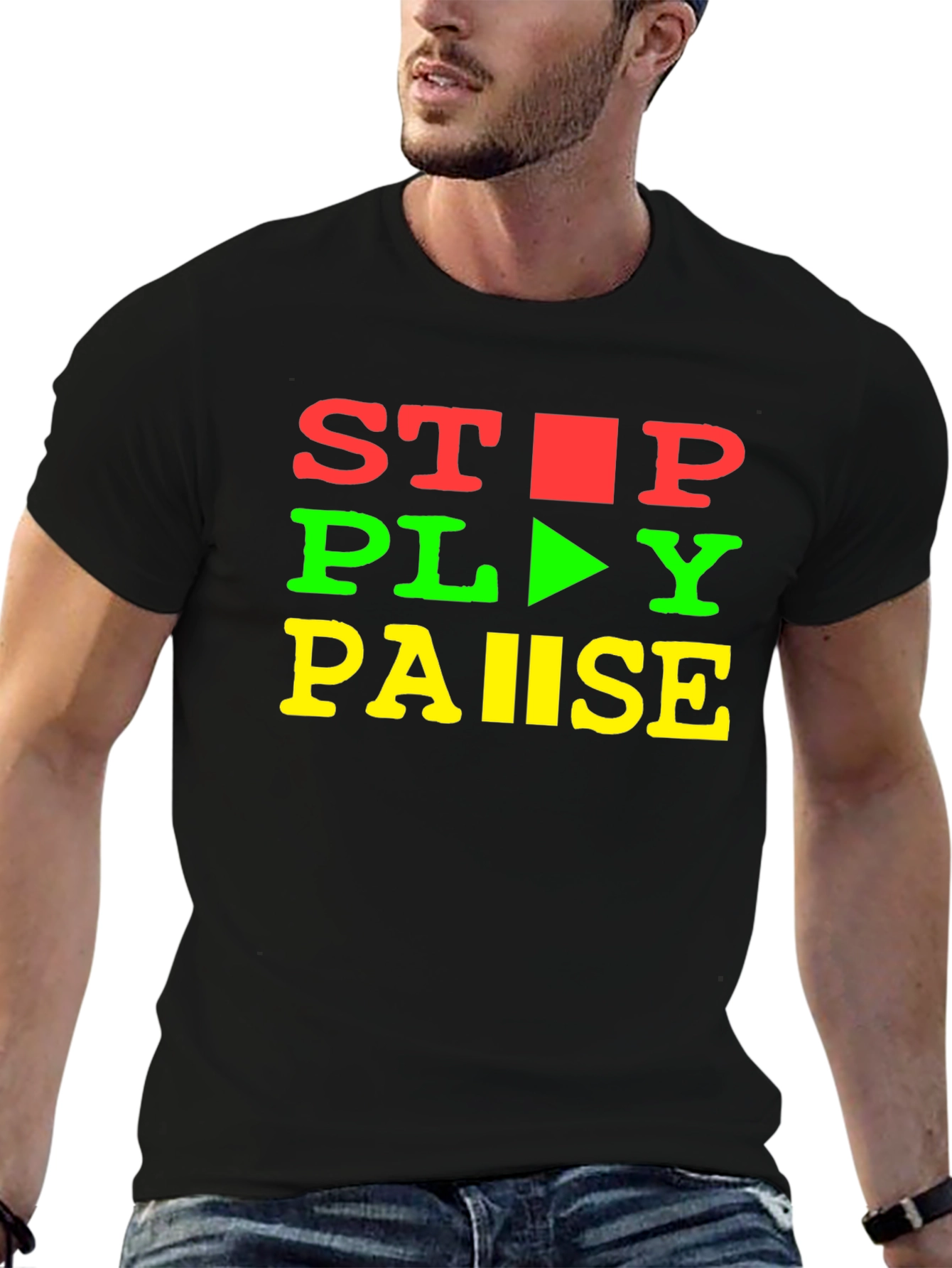 Stop Play Pause Graphic Tee