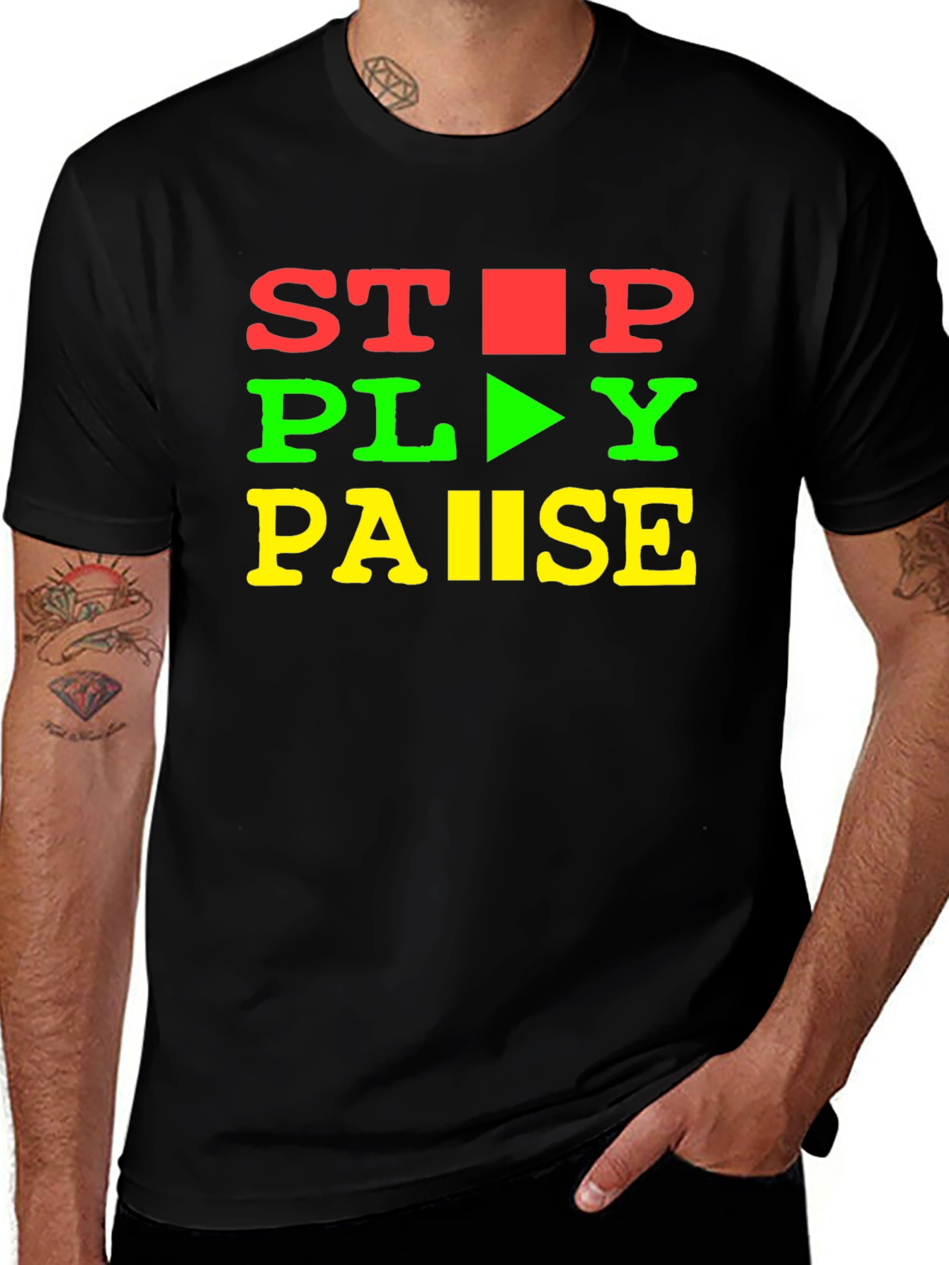 Stop Play Pause Graphic Tee