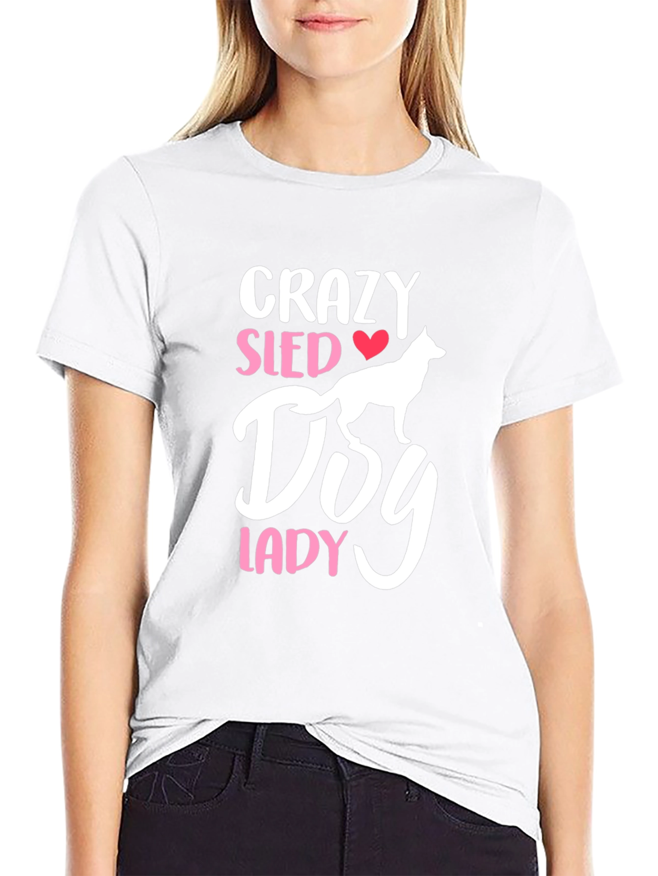 Crazy Sled Dog Lady T-Shirt - Novelty Graphic Tee