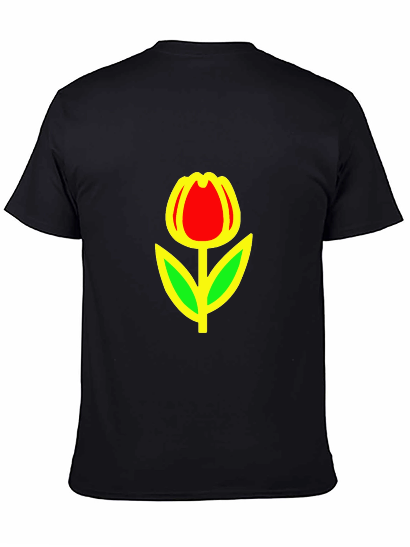 Red Tulip Graphic Black T-Shirt