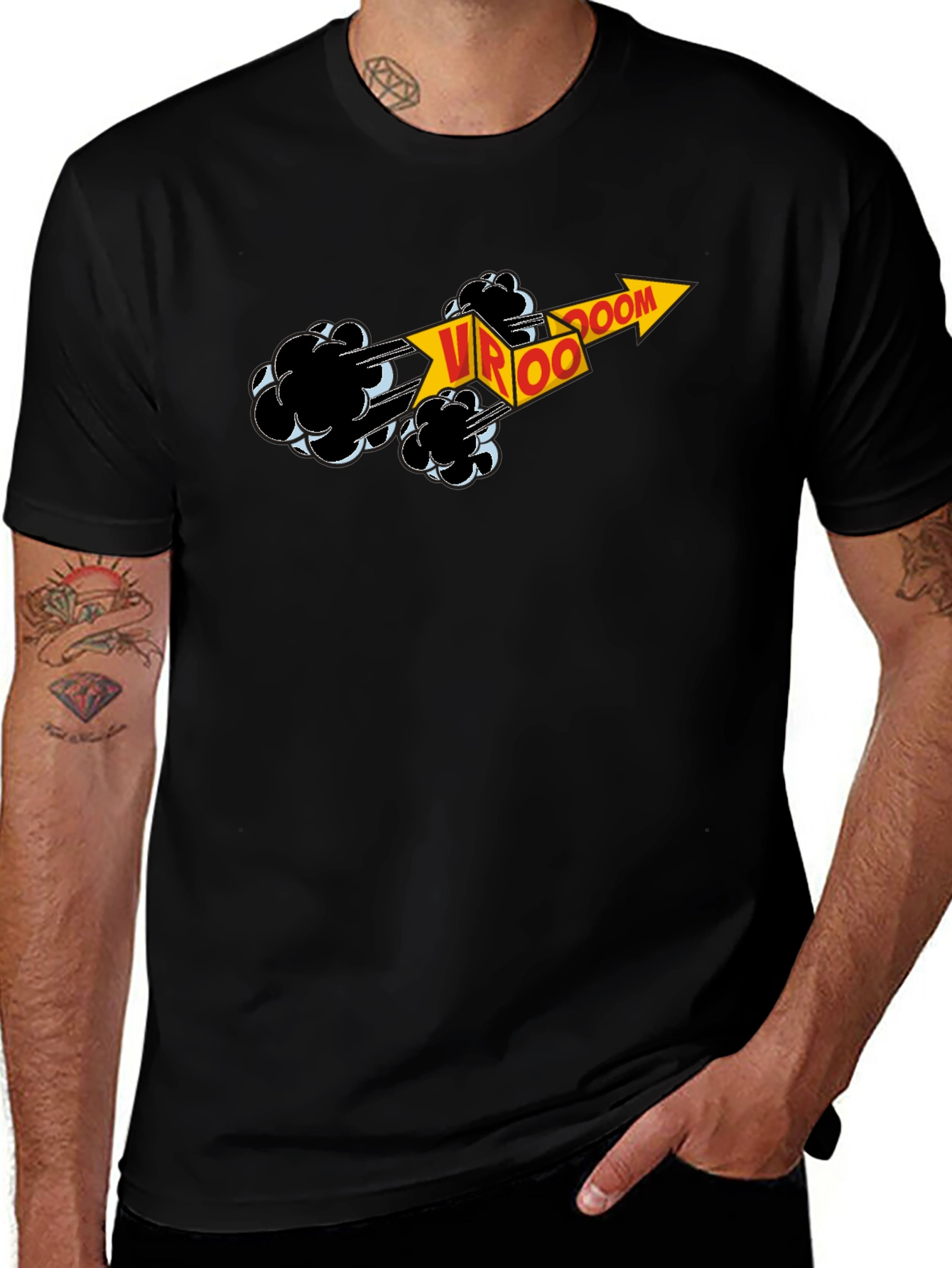 VROOM Graphic Black T-Shirt - Comic Style Design