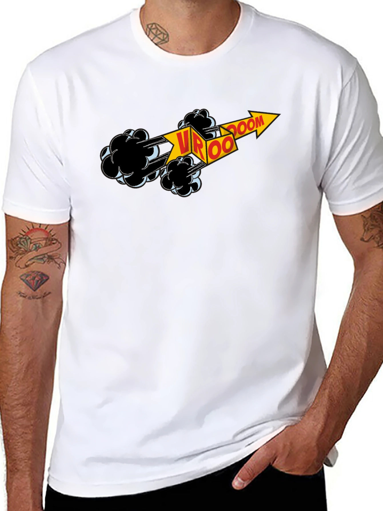 VROOM Graphic Black T-Shirt - Comic Style Design