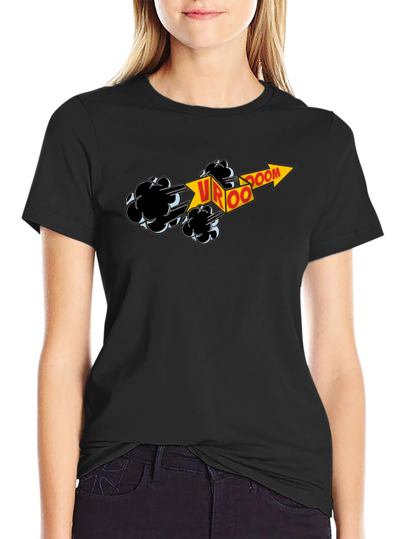 VROOM Graphic Black T-Shirt - Comic Style Design