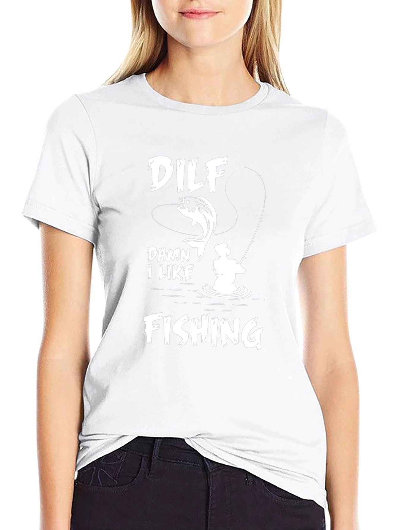 DILF Damn I Like Fishing Black T-Shirt