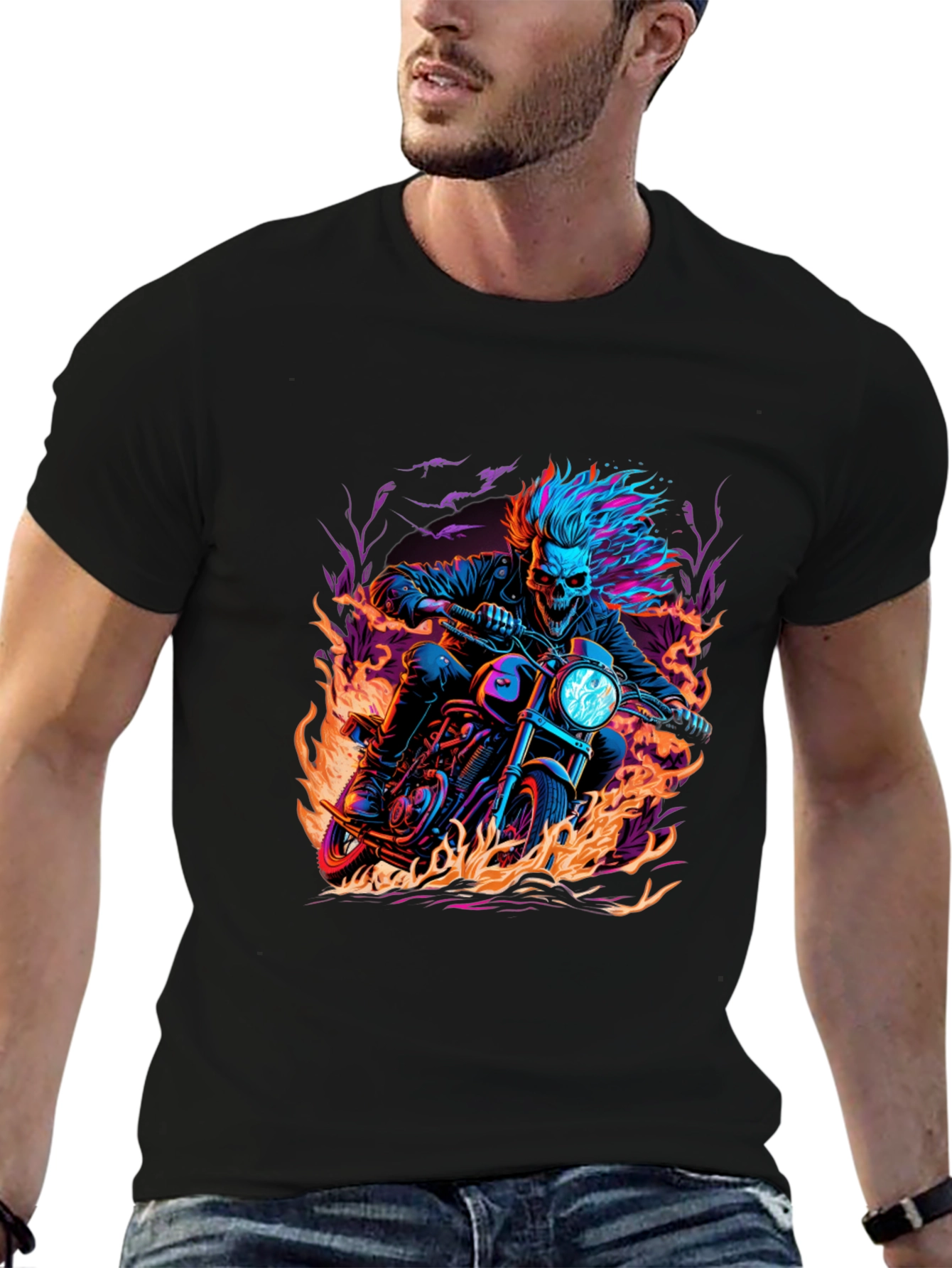 Skull Rider Graphic Tee - Mens Black T-Shirt