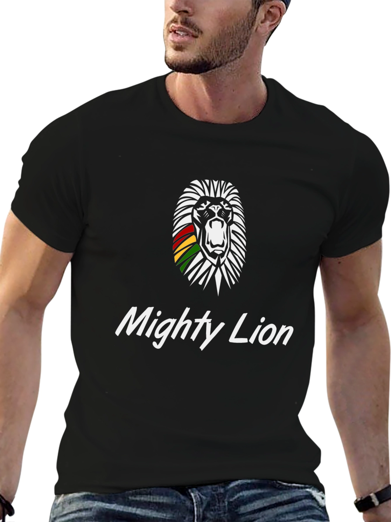 Mighty Lion Graphic Tee - Black Cotton T-Shirt