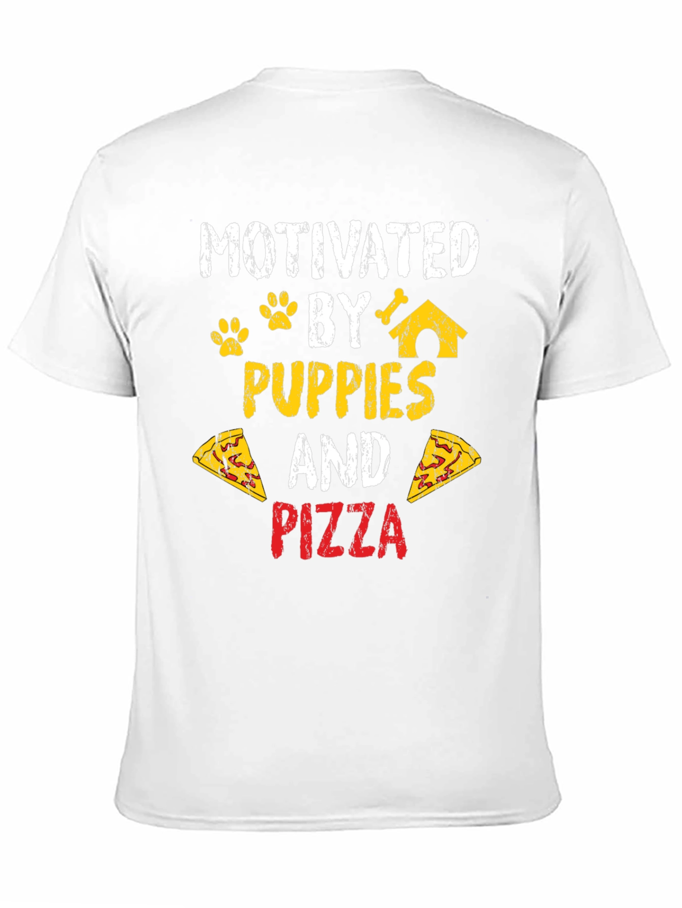 Motivated by Puppies and Pizza Black T-Shirt