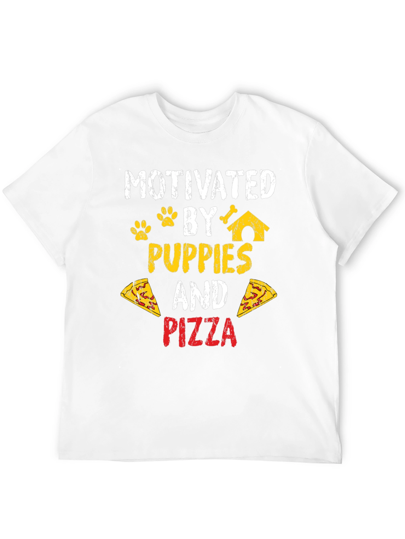 Motivated by Puppies and Pizza Black T-Shirt