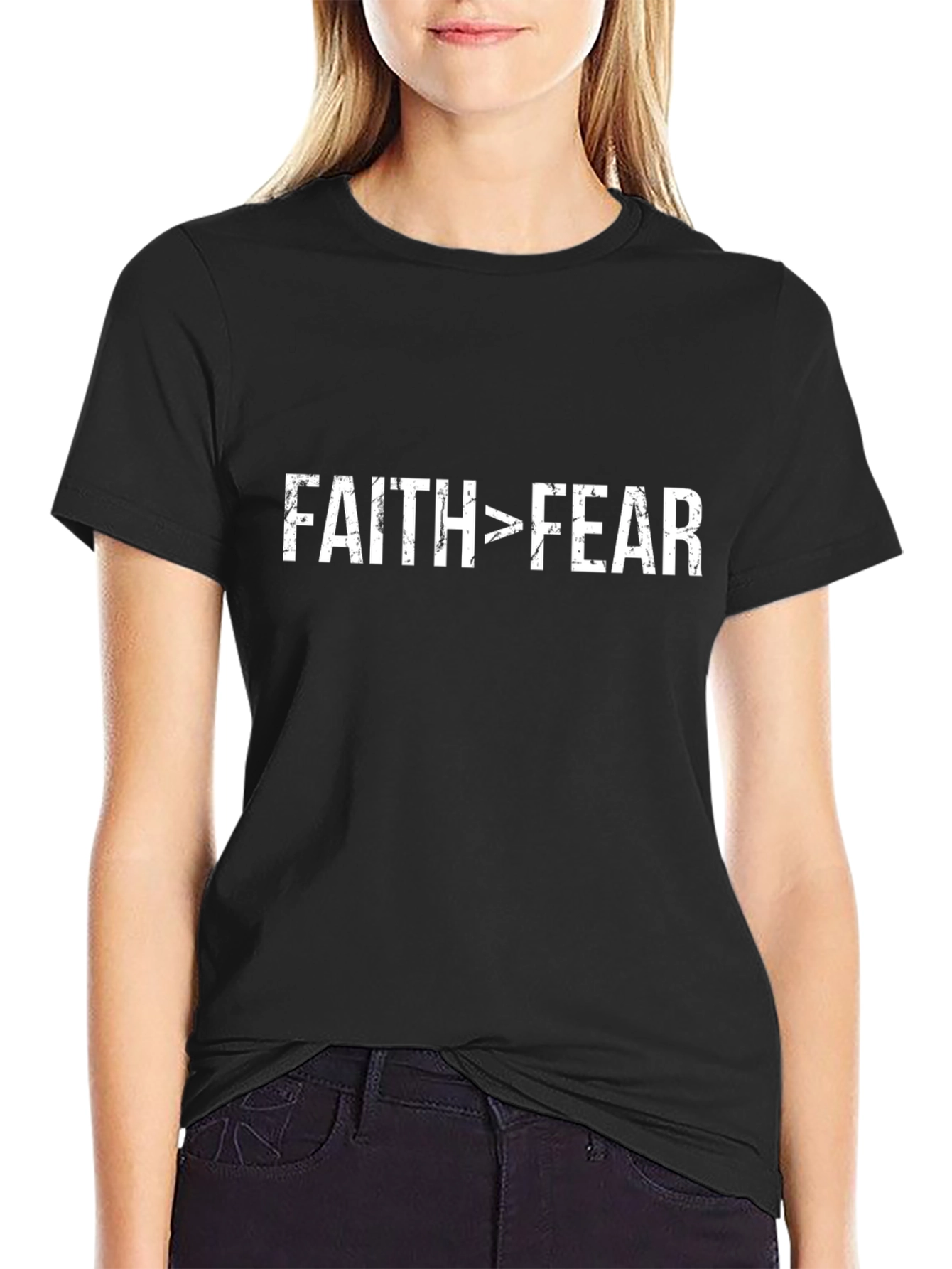 Faith > Fear Graphic T-Shirt - Black