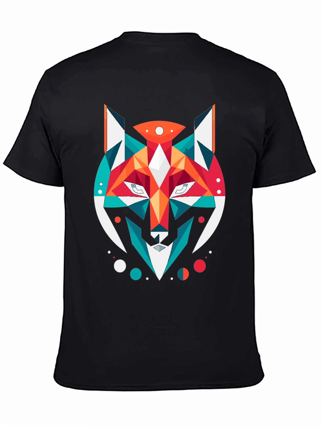 Geometric Fox Graphic Black T-Shirt