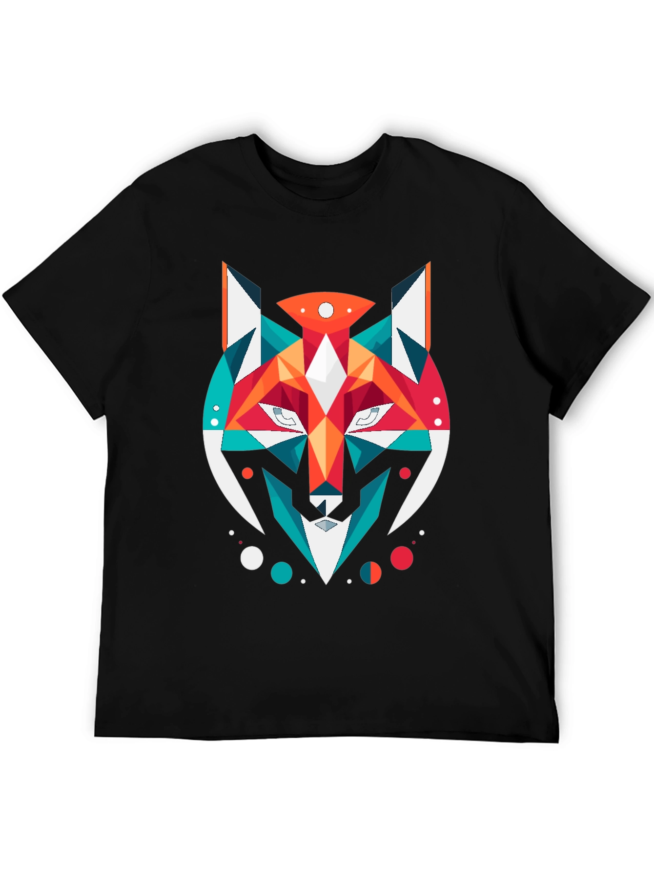 Geometric Fox Graphic Black T-Shirt