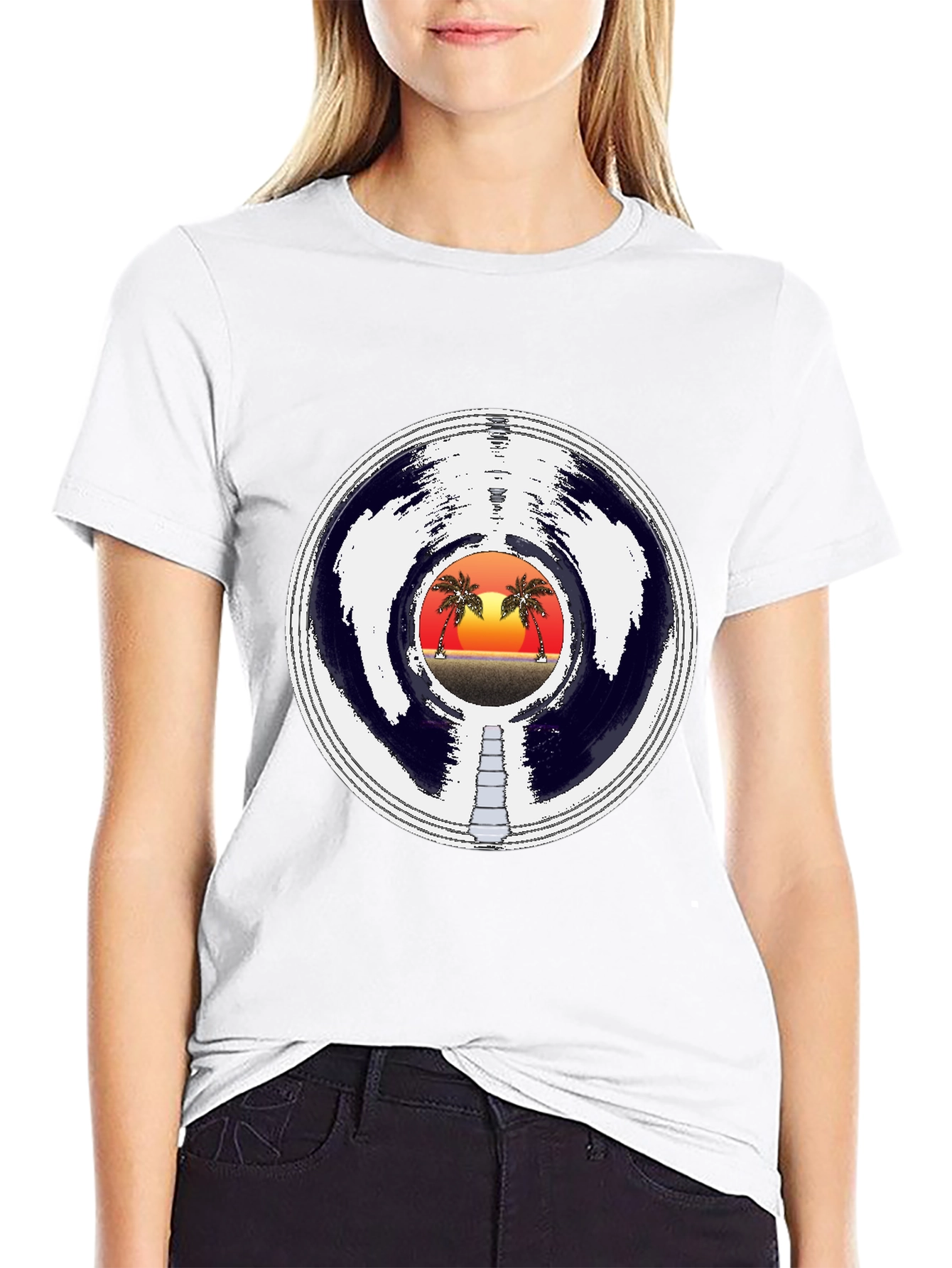 Retro Sunset Vinyl Record T-Shirt