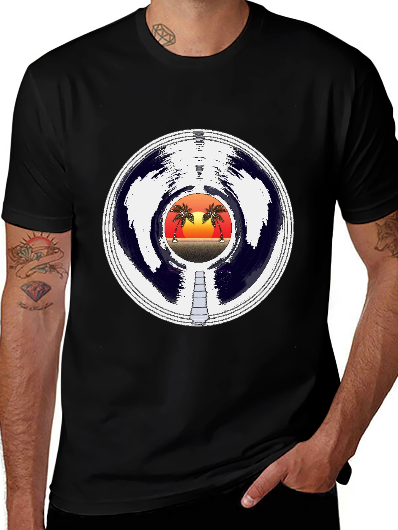 Retro Sunset Vinyl Record T-Shirt