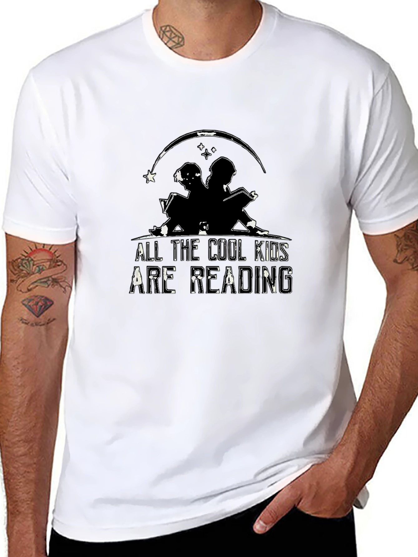 Cool Kids Reading Black Graphic Tee Shirt