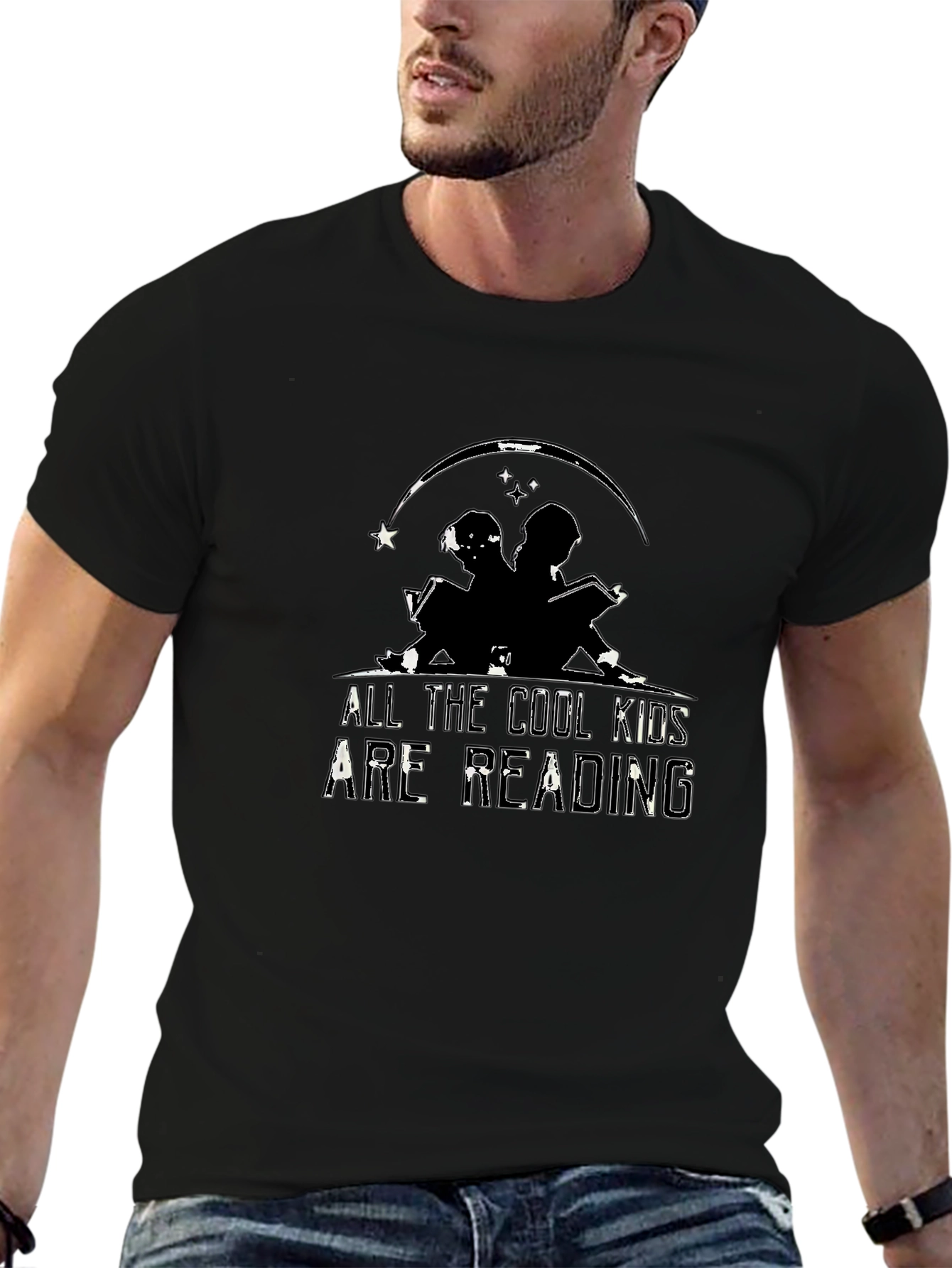 Cool Kids Reading Black Graphic Tee Shirt