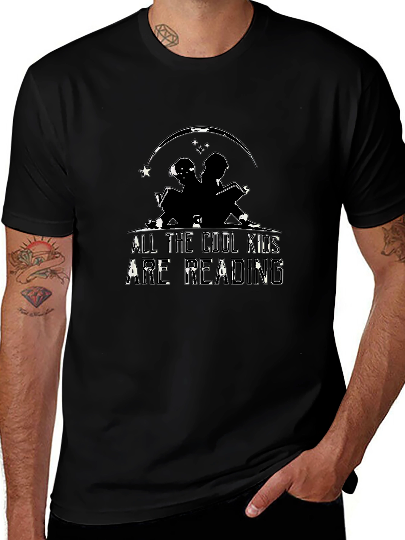 Cool Kids Reading Black Graphic Tee Shirt