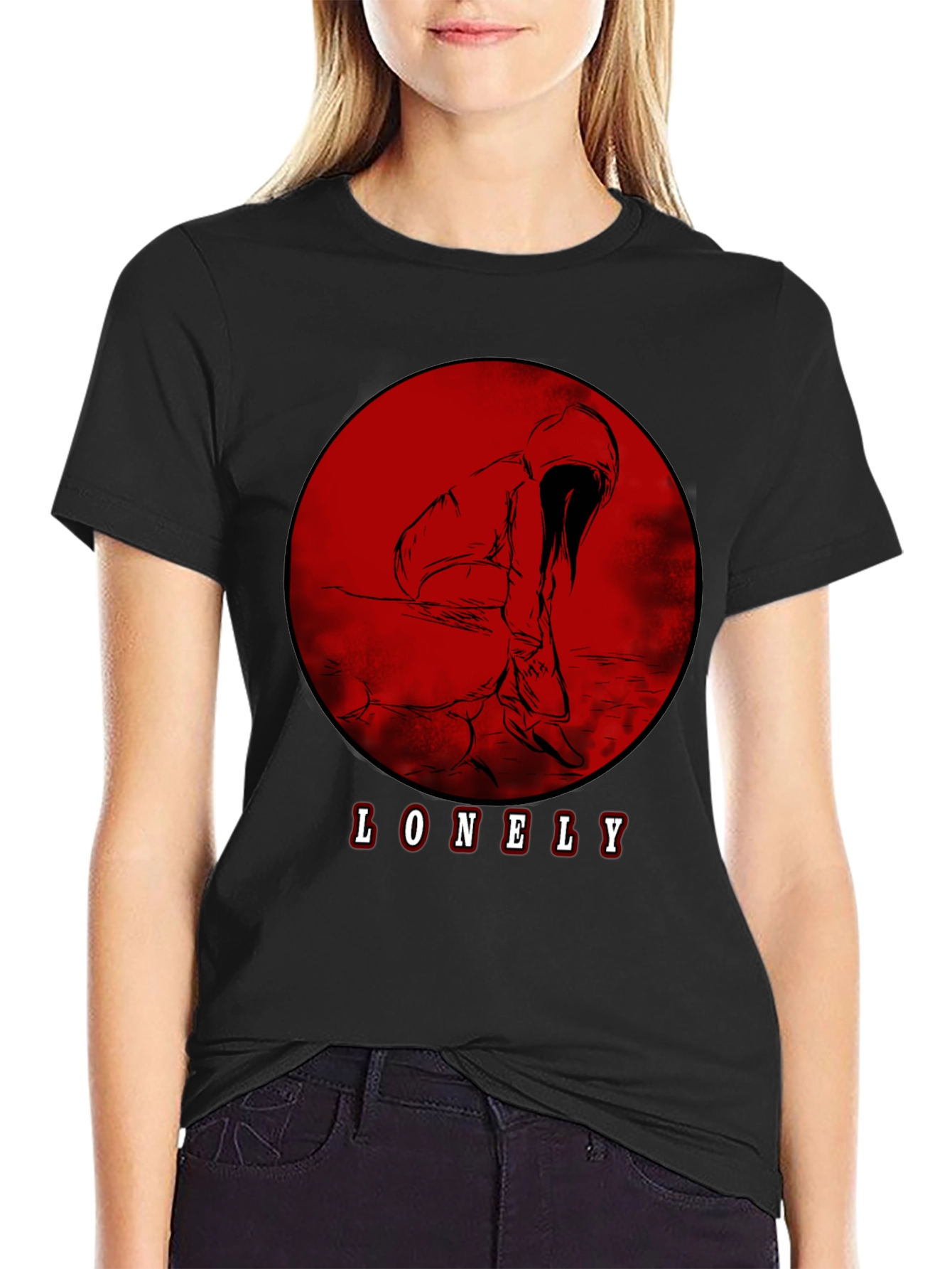 Lonely Graphic Tee - Red Moon Design