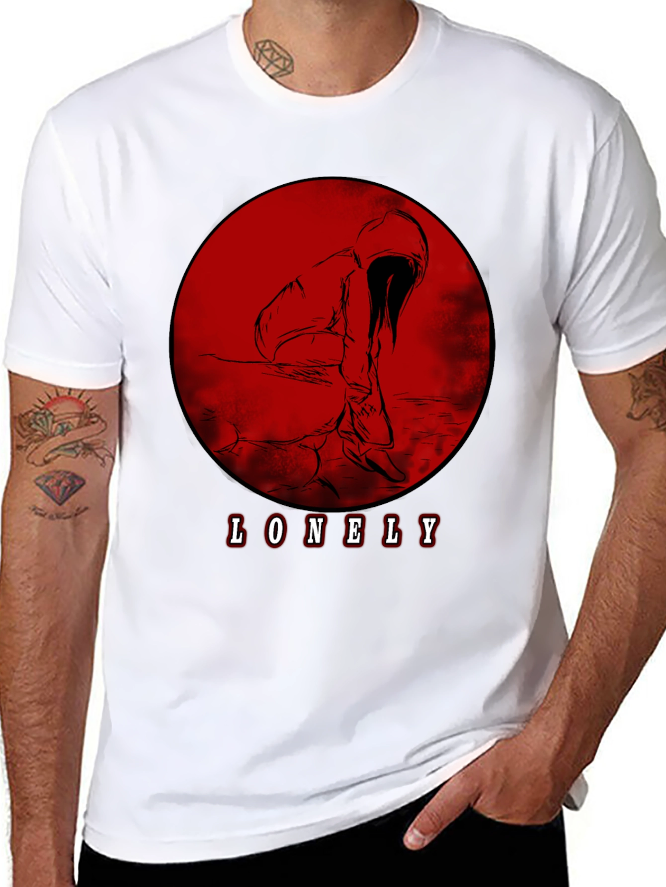 Lonely Graphic Tee - Red Moon Design