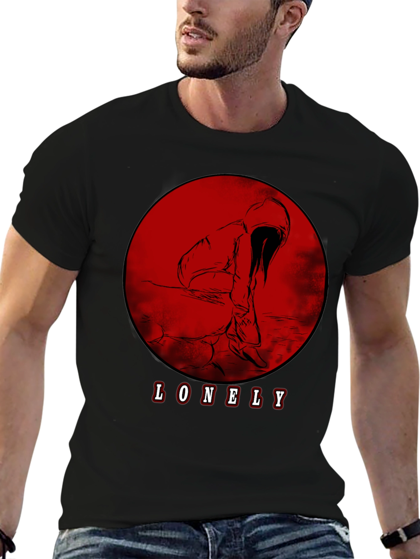 Lonely Graphic Tee - Red Moon Design