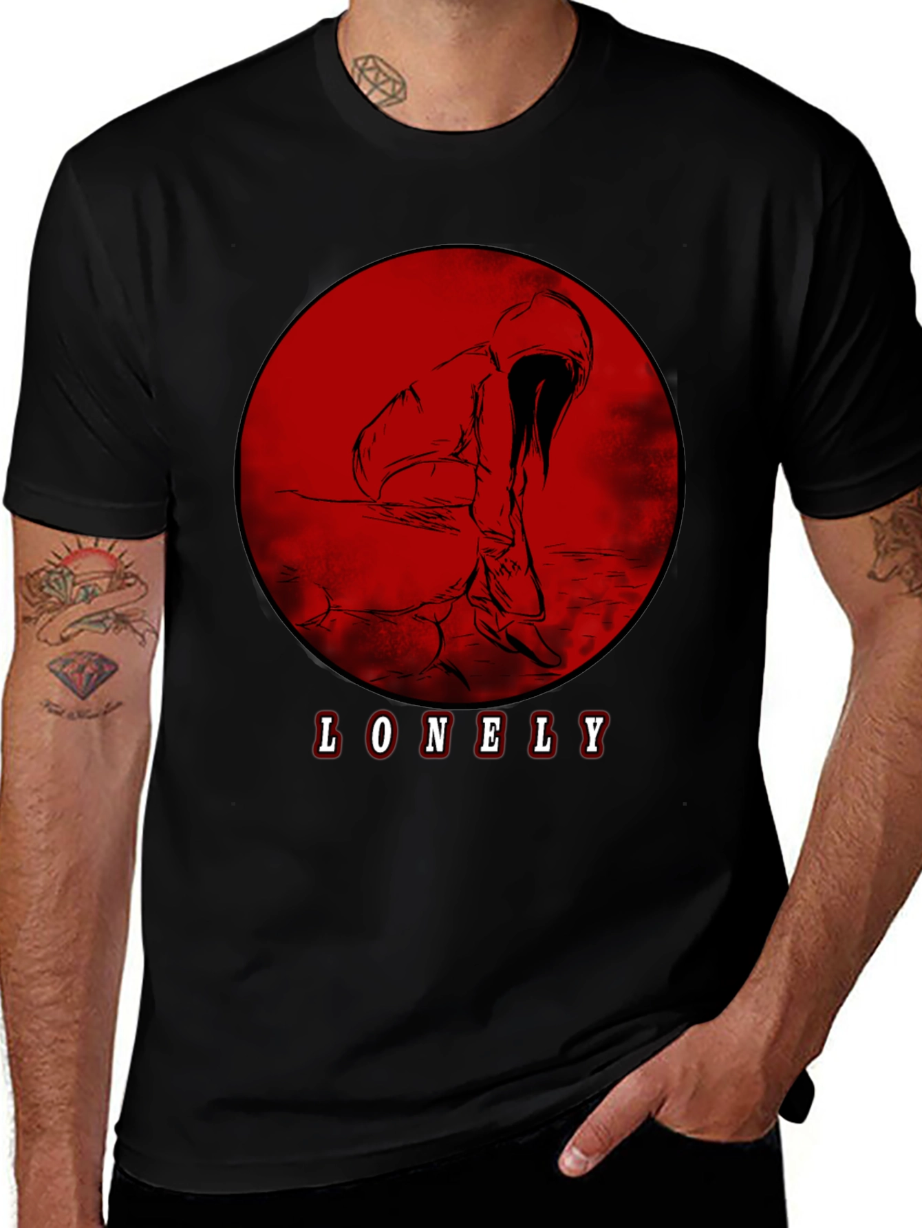 Lonely Graphic Tee - Red Moon Design