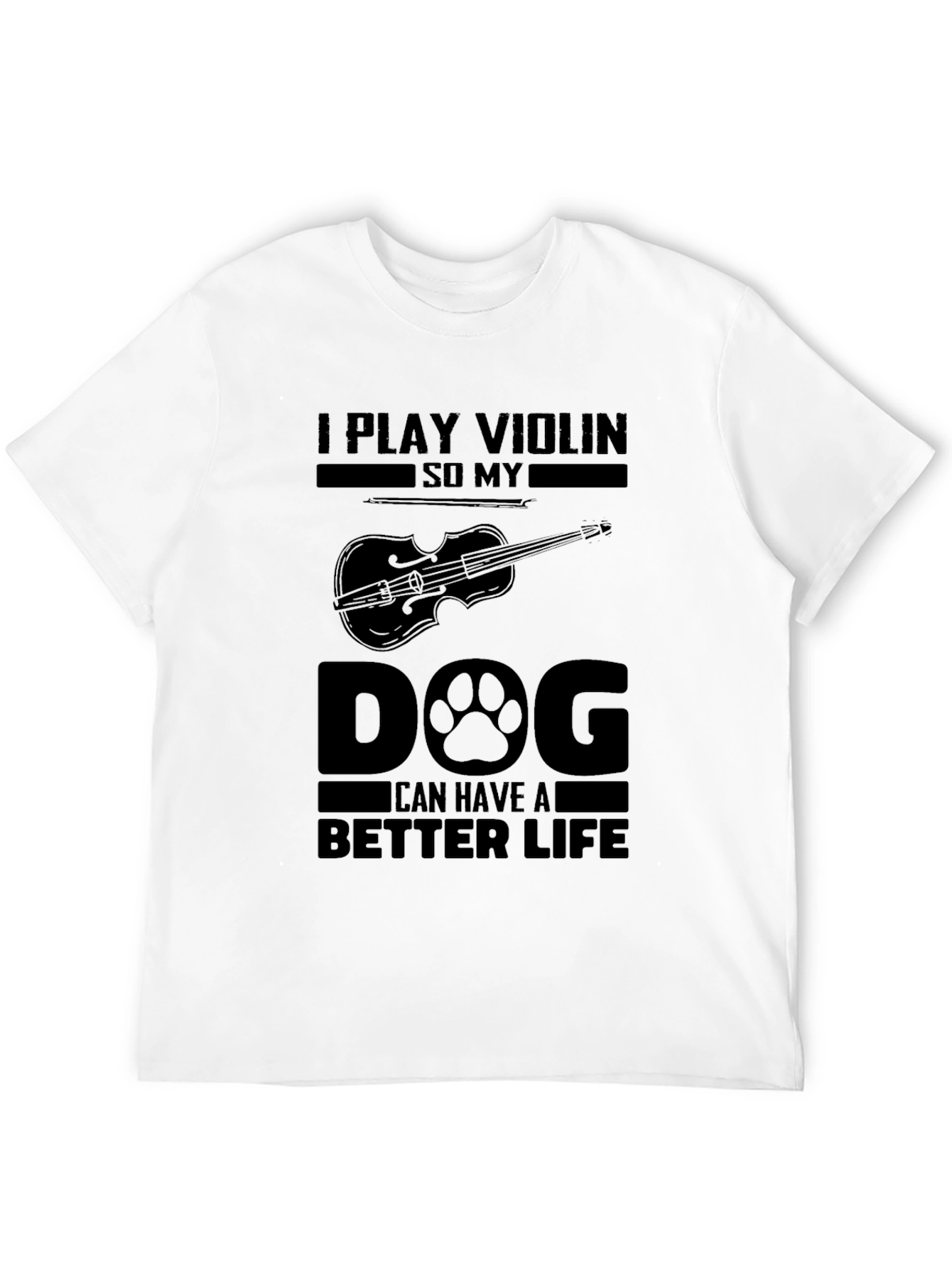 Violin Player Dog Lover Black T-Shirt