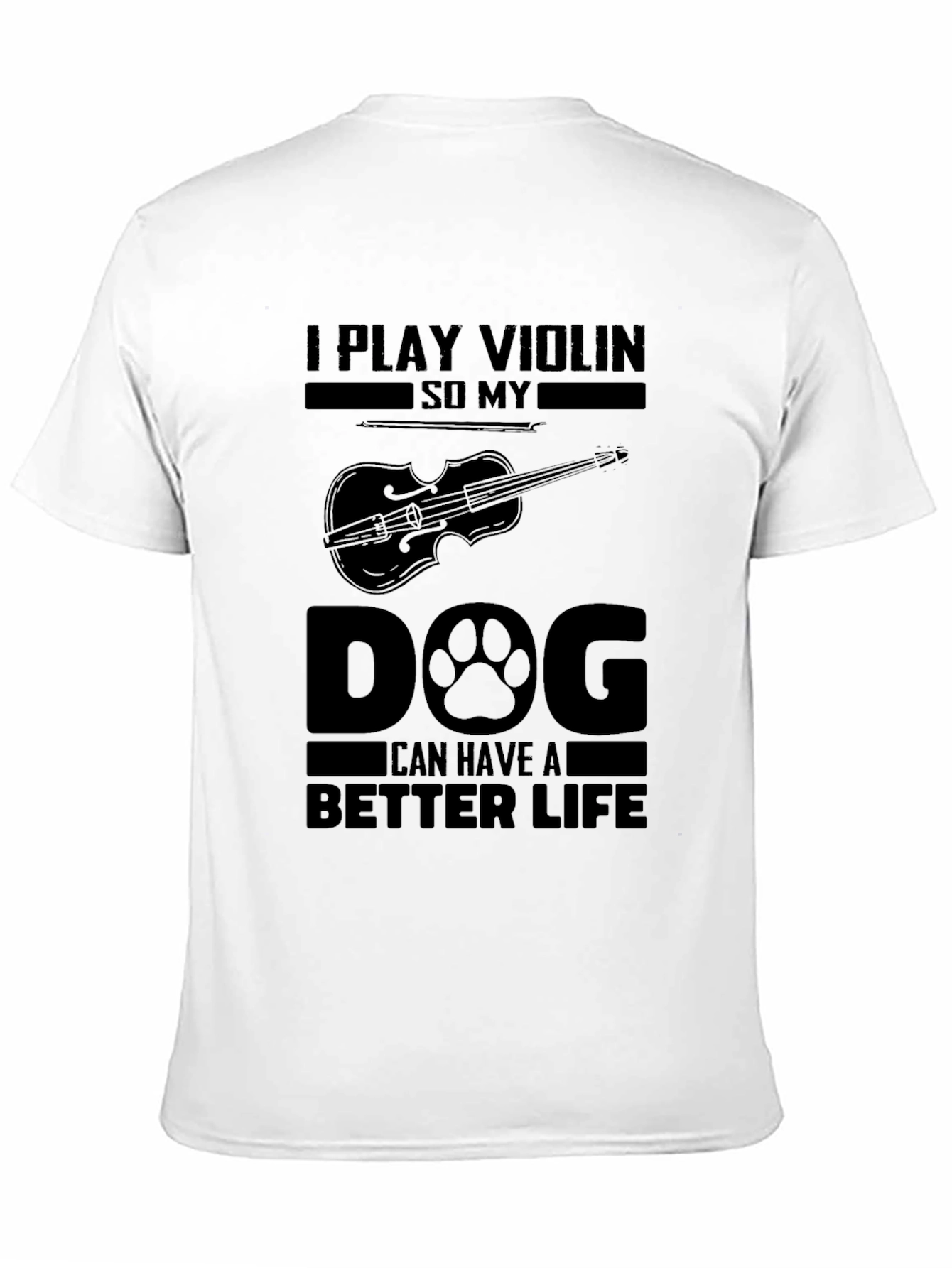 Violin Player Dog Lover Black T-Shirt