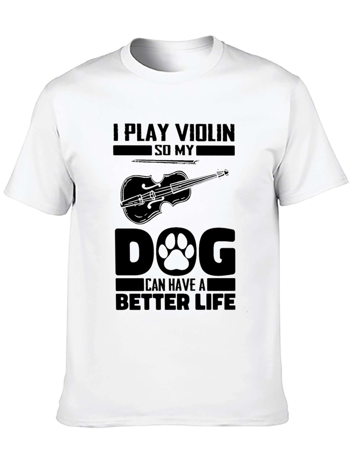 Violin Player Dog Lover Black T-Shirt