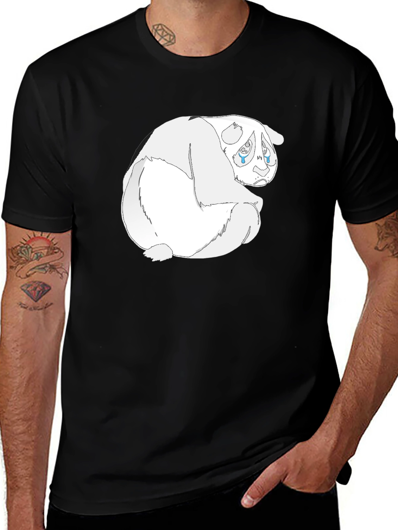 Sad Panda Graphic Tee - Black Cotton Blend