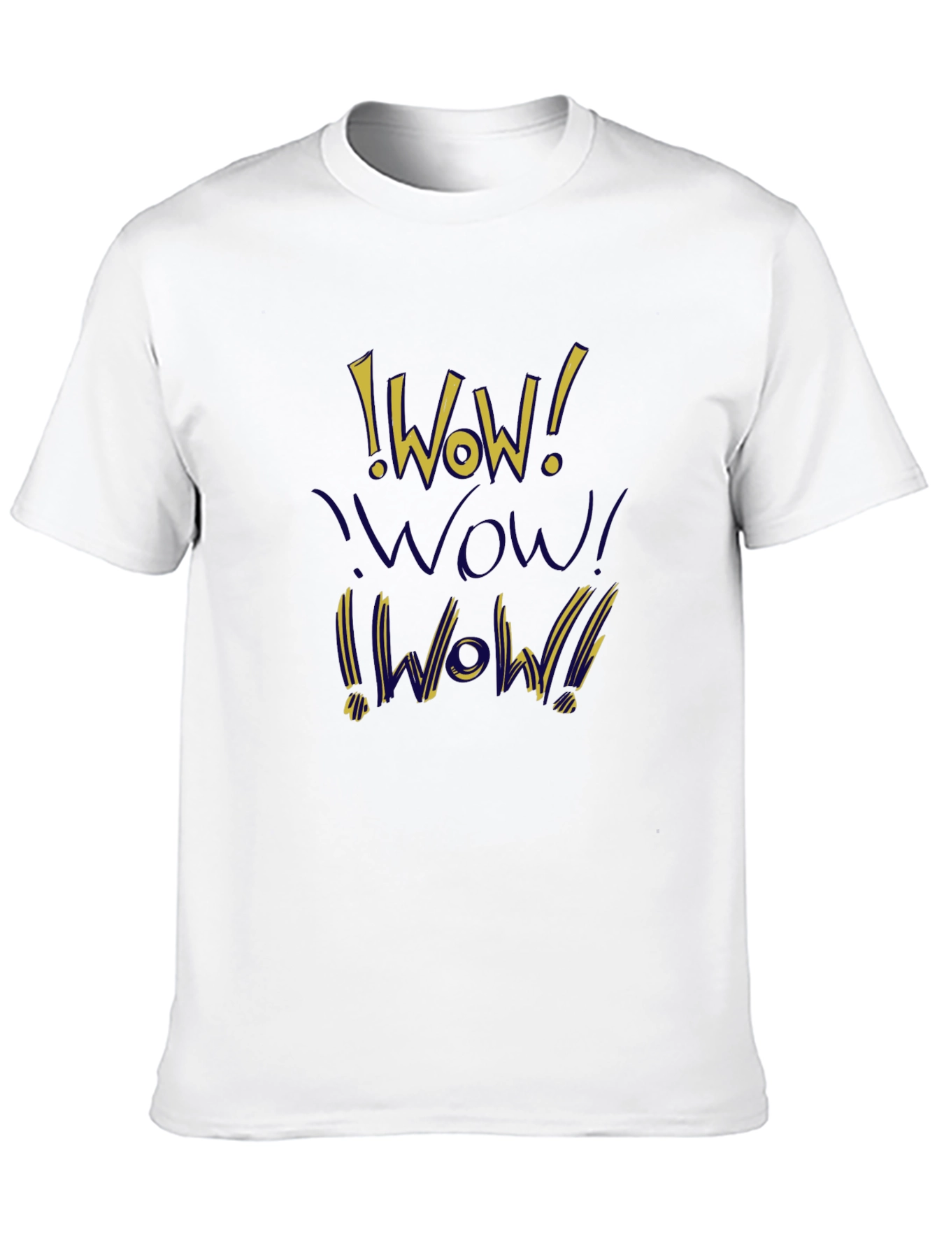WOW! Graphic Print T-Shirt - Casual Crew Neck Tee