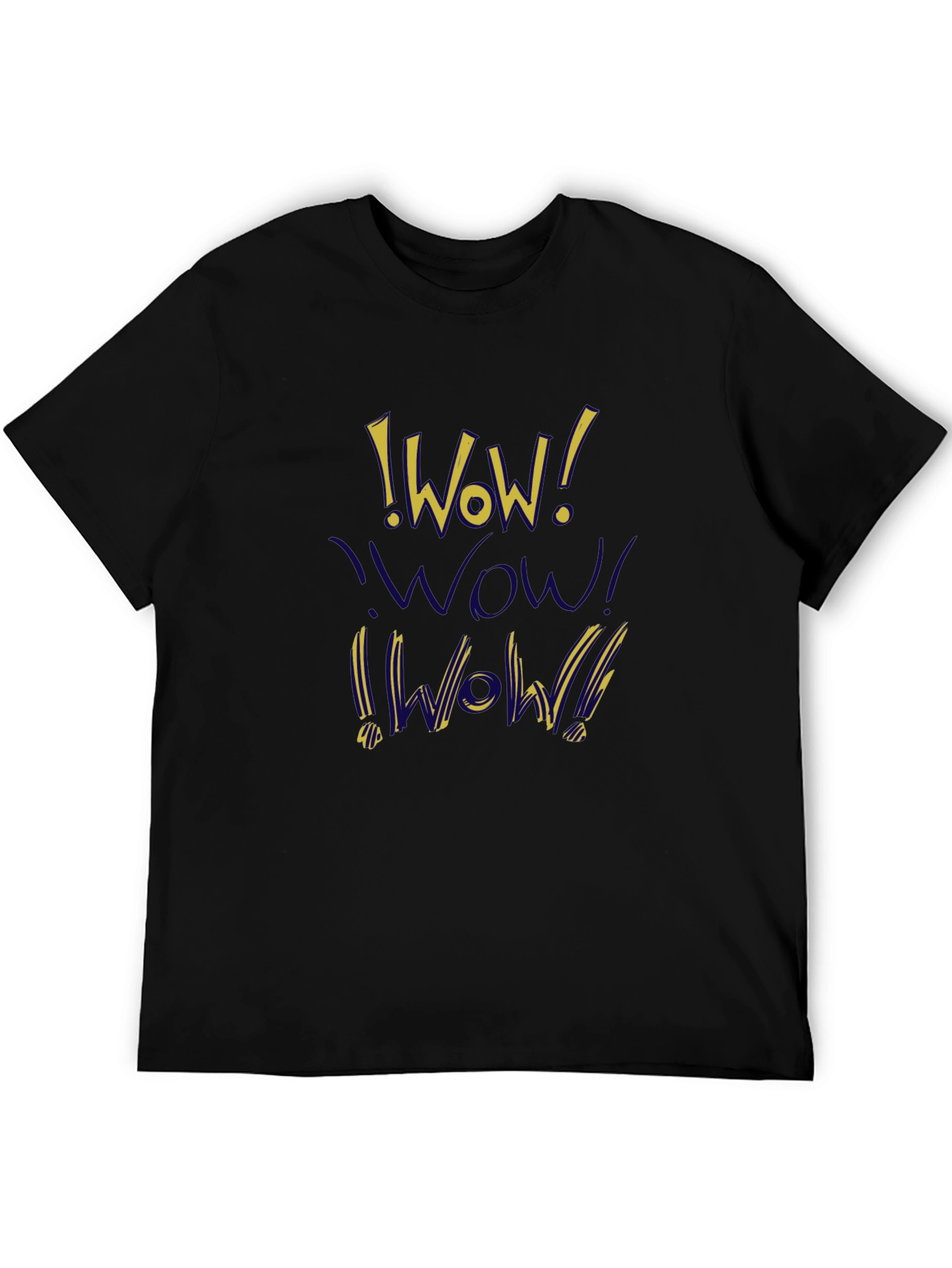 WOW! Graphic Print T-Shirt - Casual Crew Neck Tee
