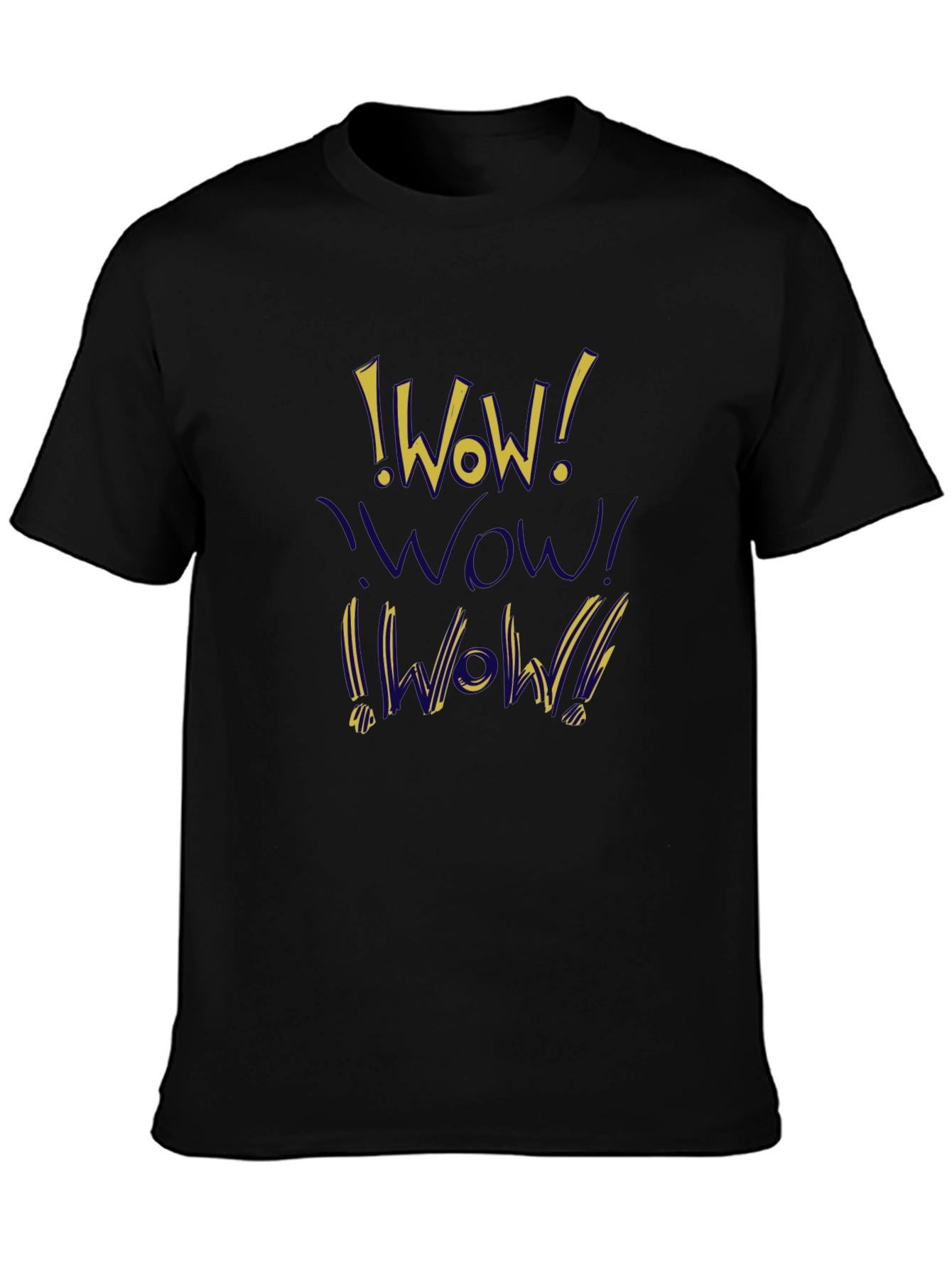 WOW! Graphic Print T-Shirt - Casual Crew Neck Tee