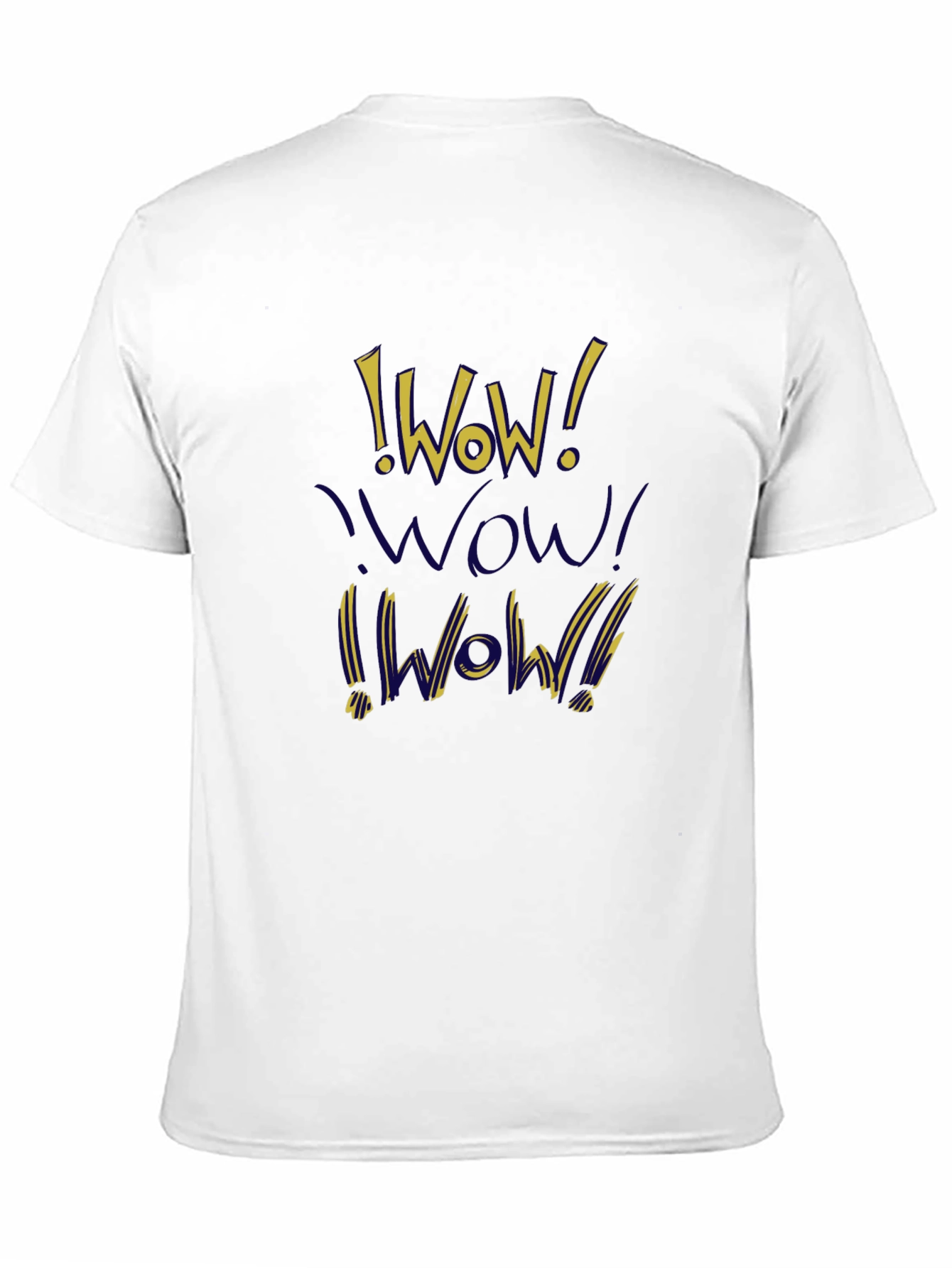 WOW! Graphic Print T-Shirt - Casual Crew Neck Tee