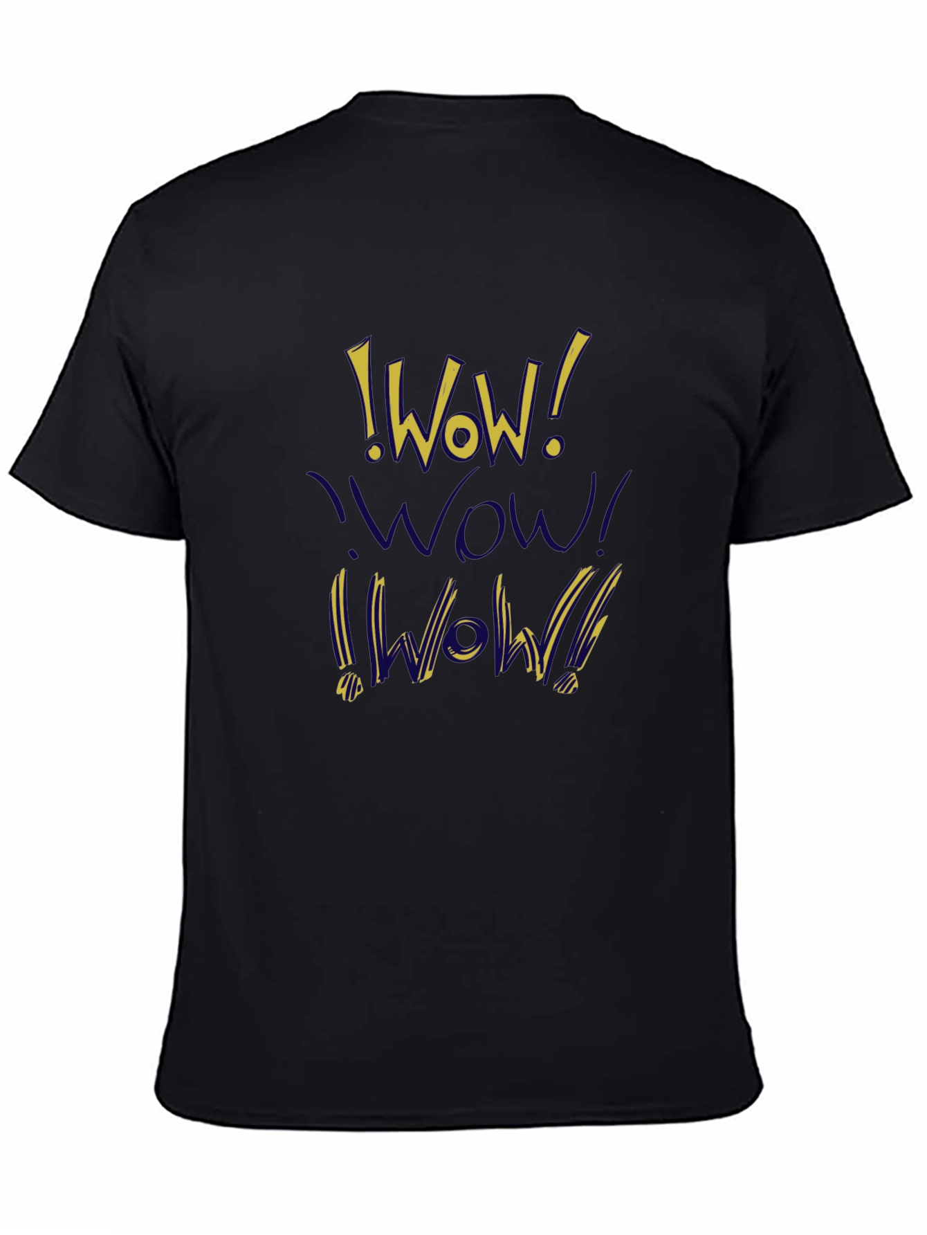 WOW! Graphic Print T-Shirt - Casual Crew Neck Tee