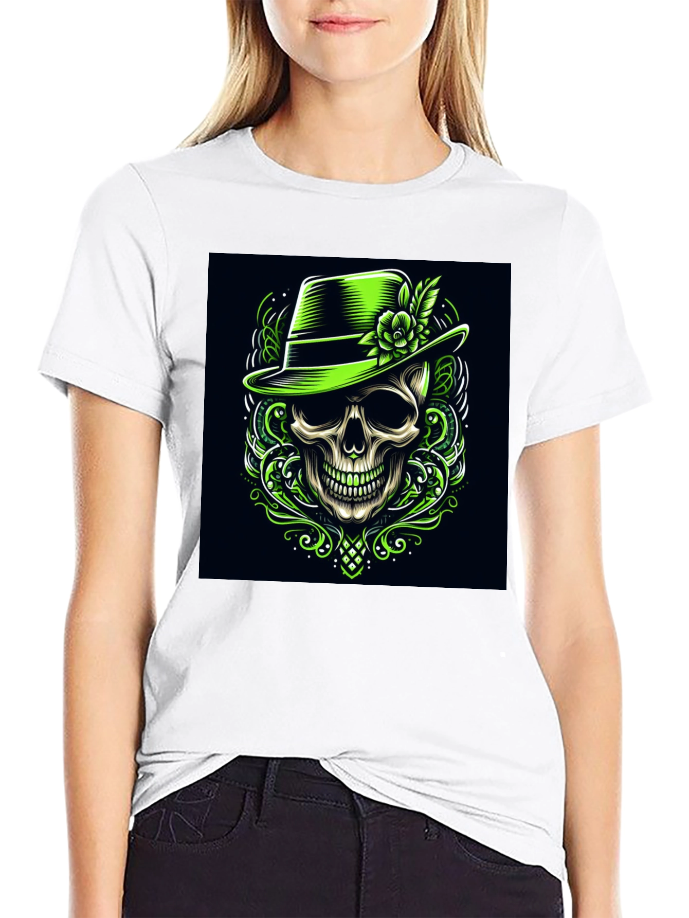 Skull & Hat Graphic Tee - Trendy Design