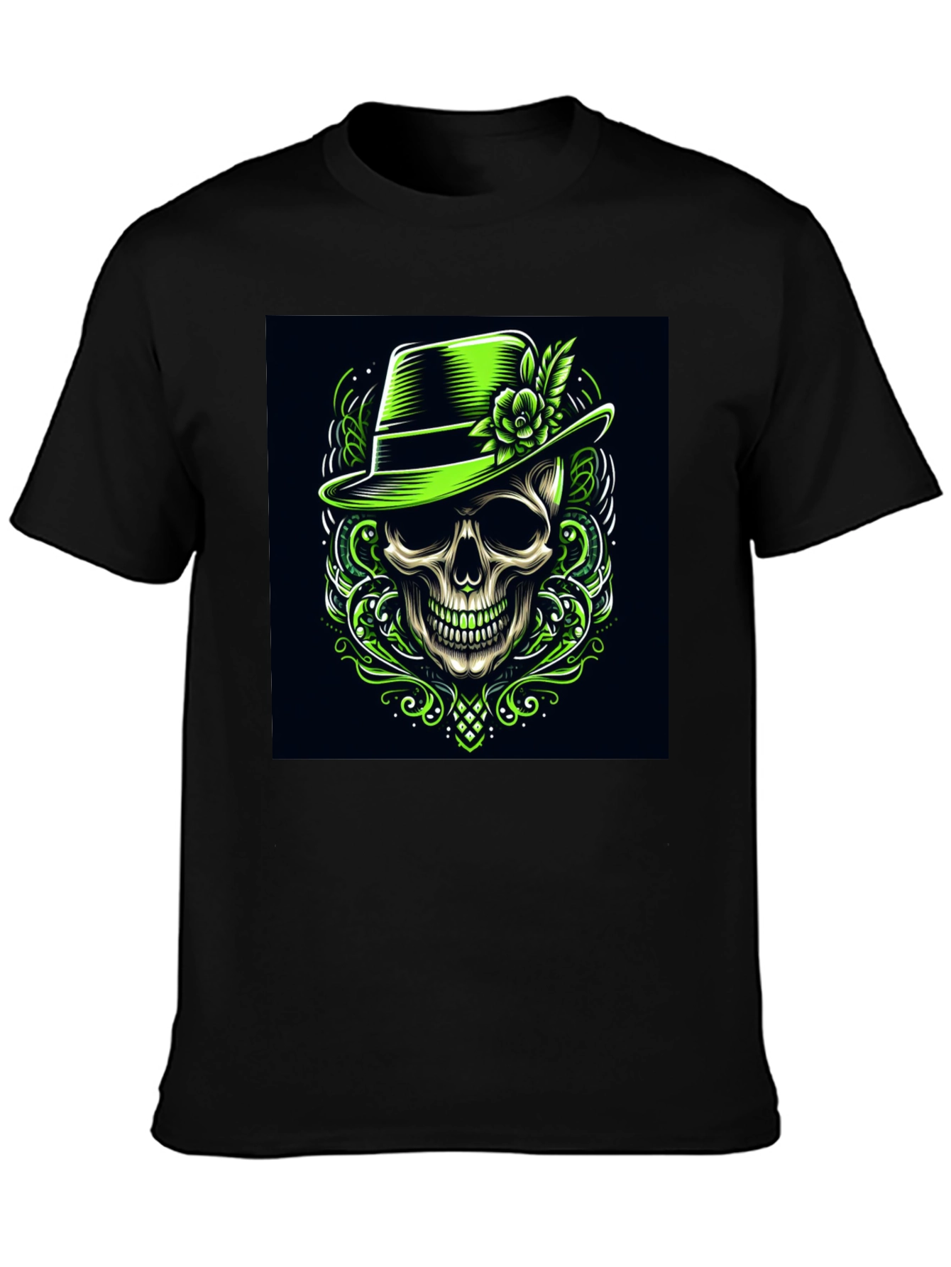Skull & Hat Graphic Tee - Trendy Design