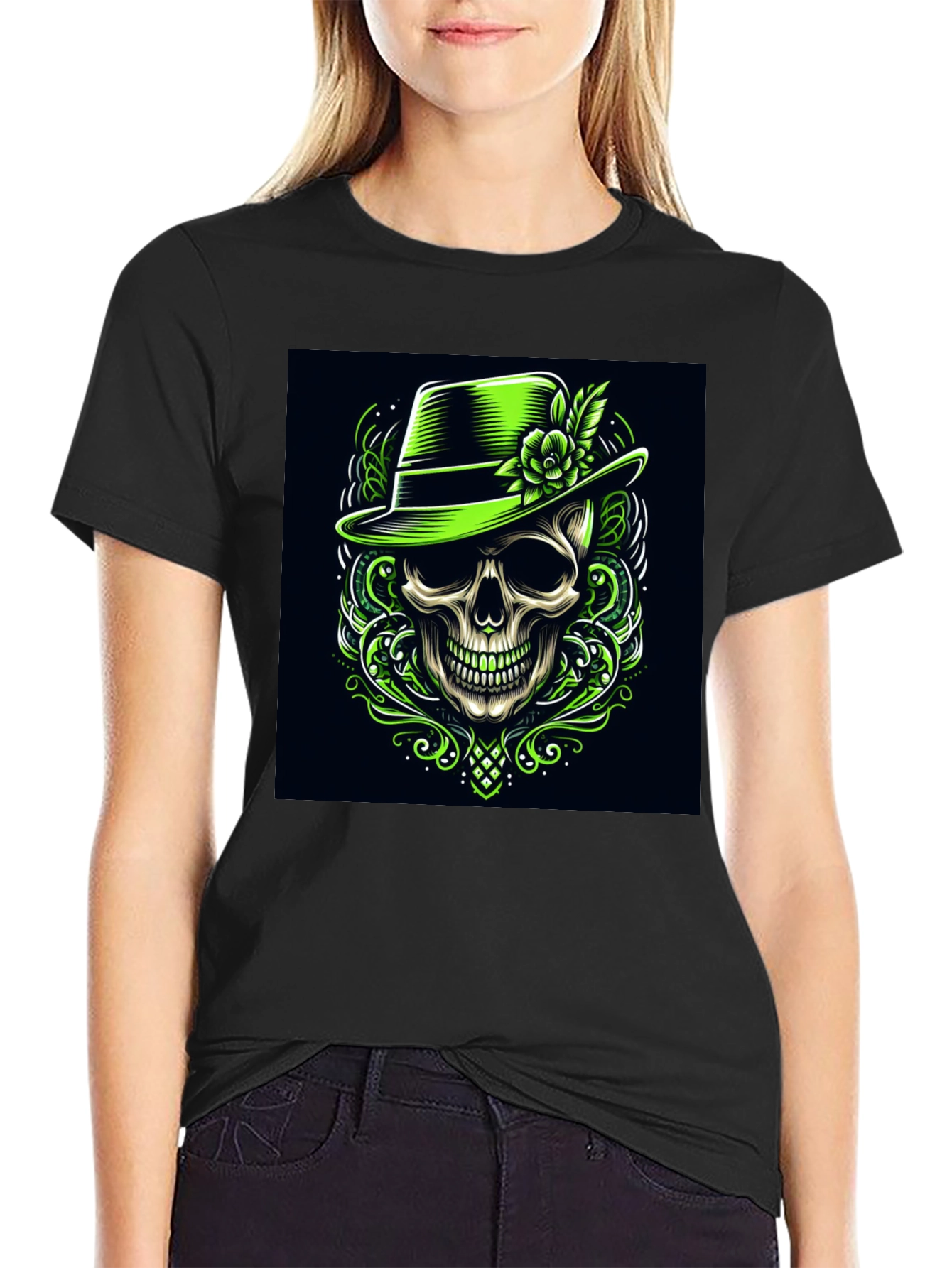 Skull & Hat Graphic Tee - Trendy Design