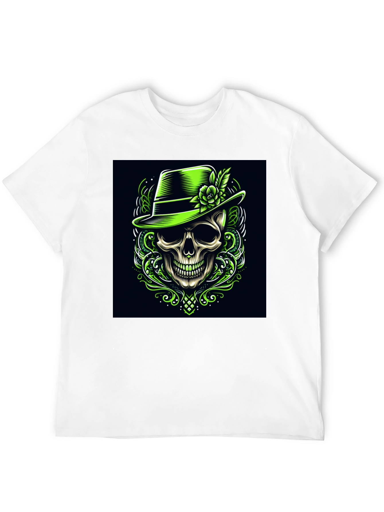 Skull & Hat Graphic Tee - Trendy Design