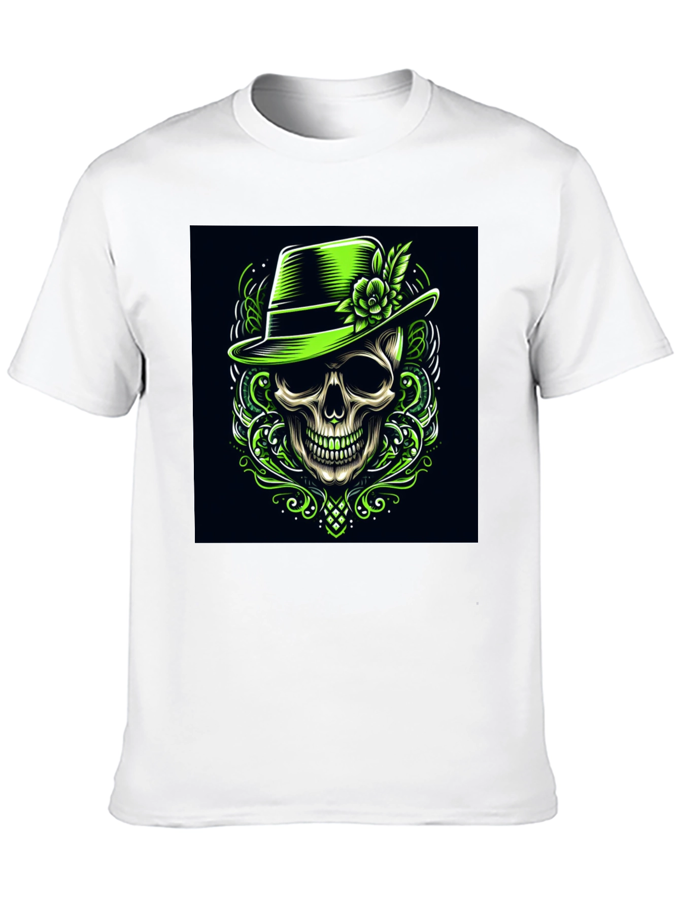 Skull & Hat Graphic Tee - Trendy Design