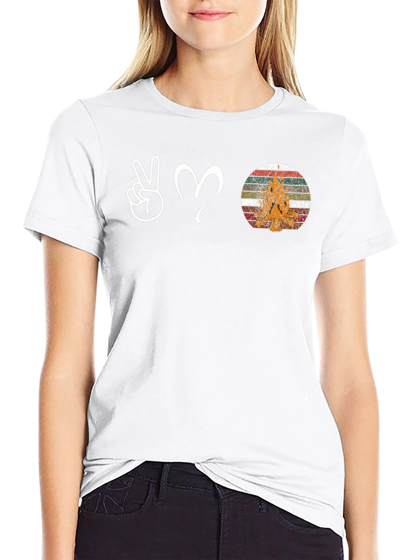 Peace Love Camping T-Shirt - Mens Black Tee