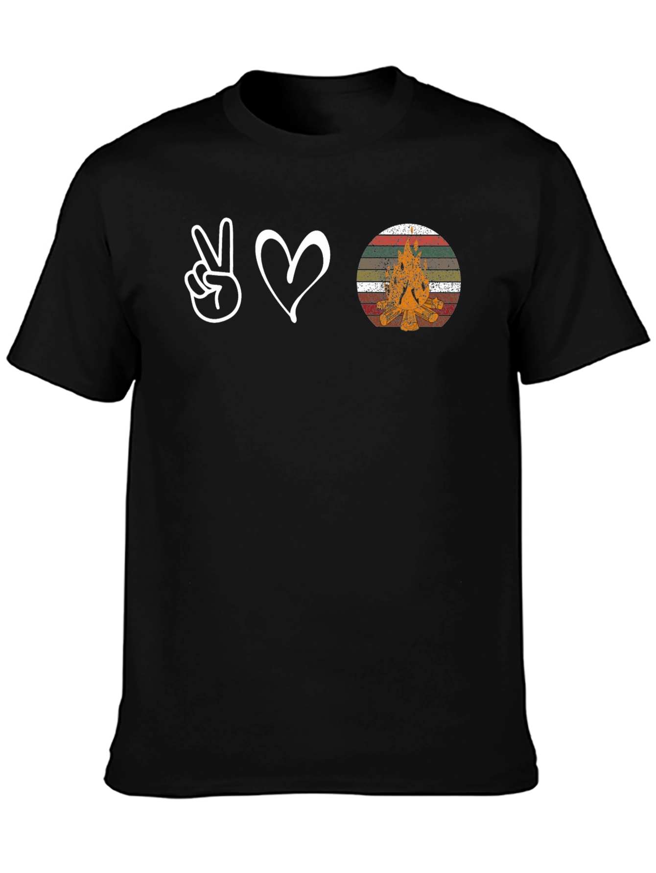 Peace Love Camping T-Shirt - Mens Black Tee