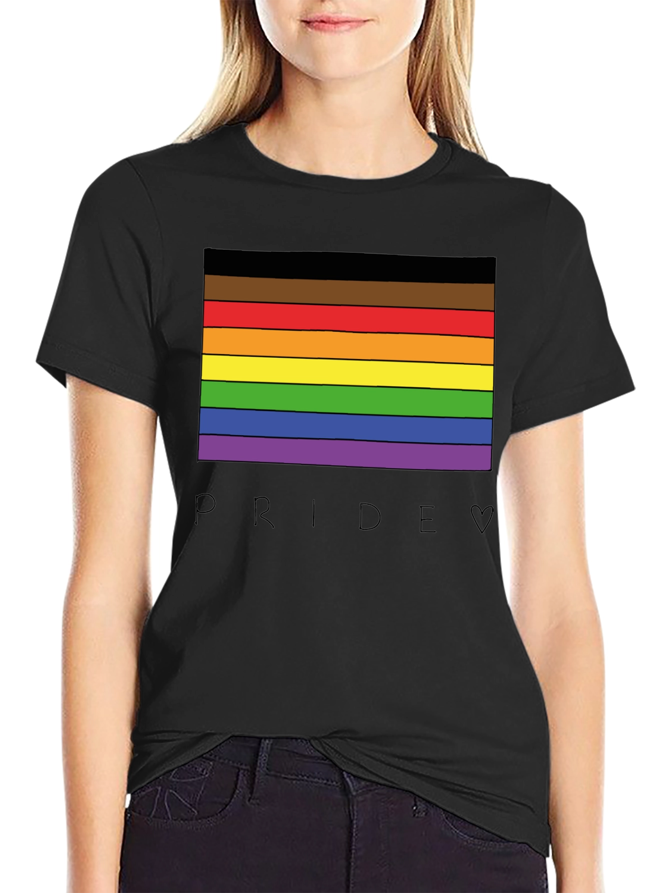 Pride Rainbow Stripe Graphic Tee - Celebrate Love