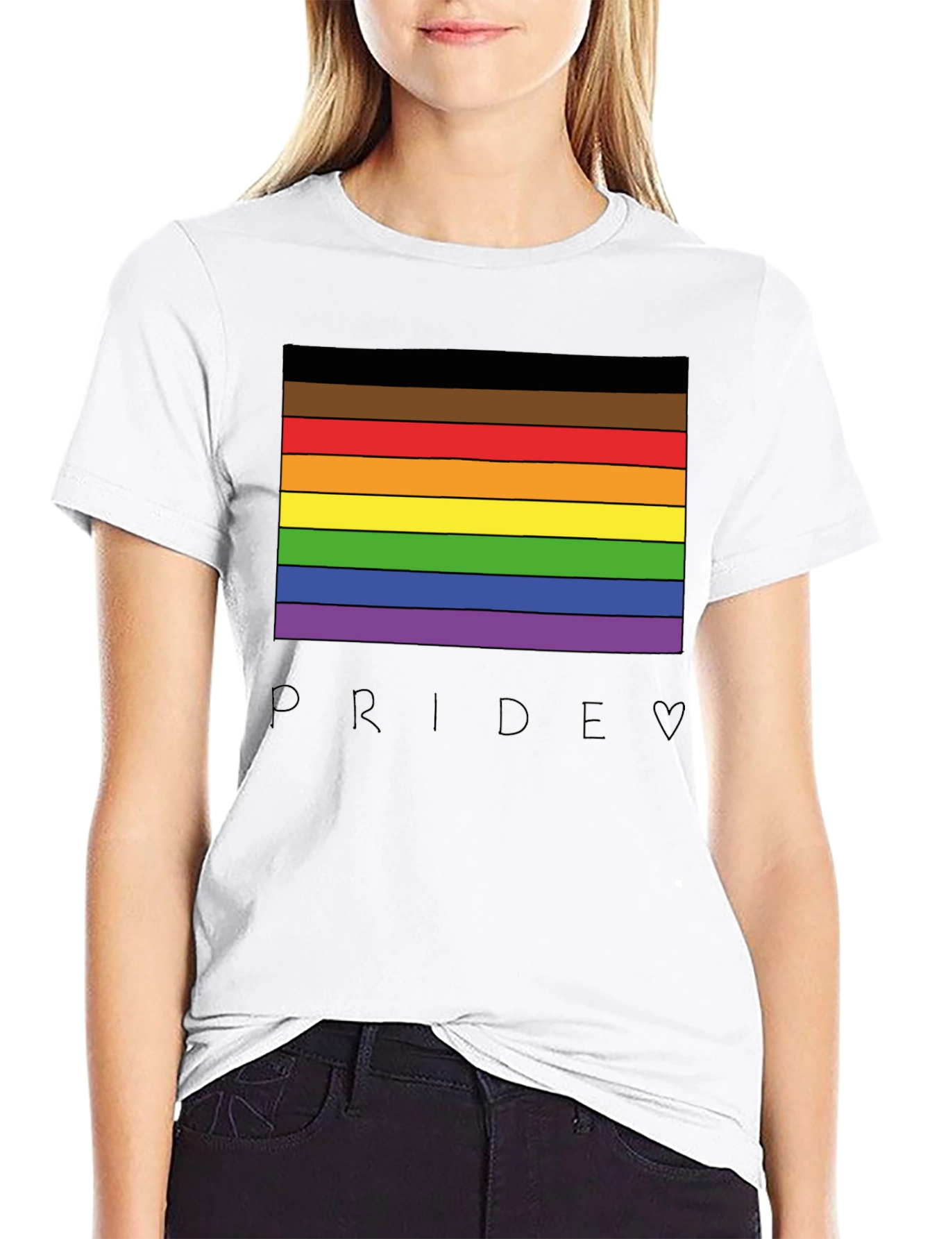 Pride Rainbow Stripe Graphic Tee - Celebrate Love