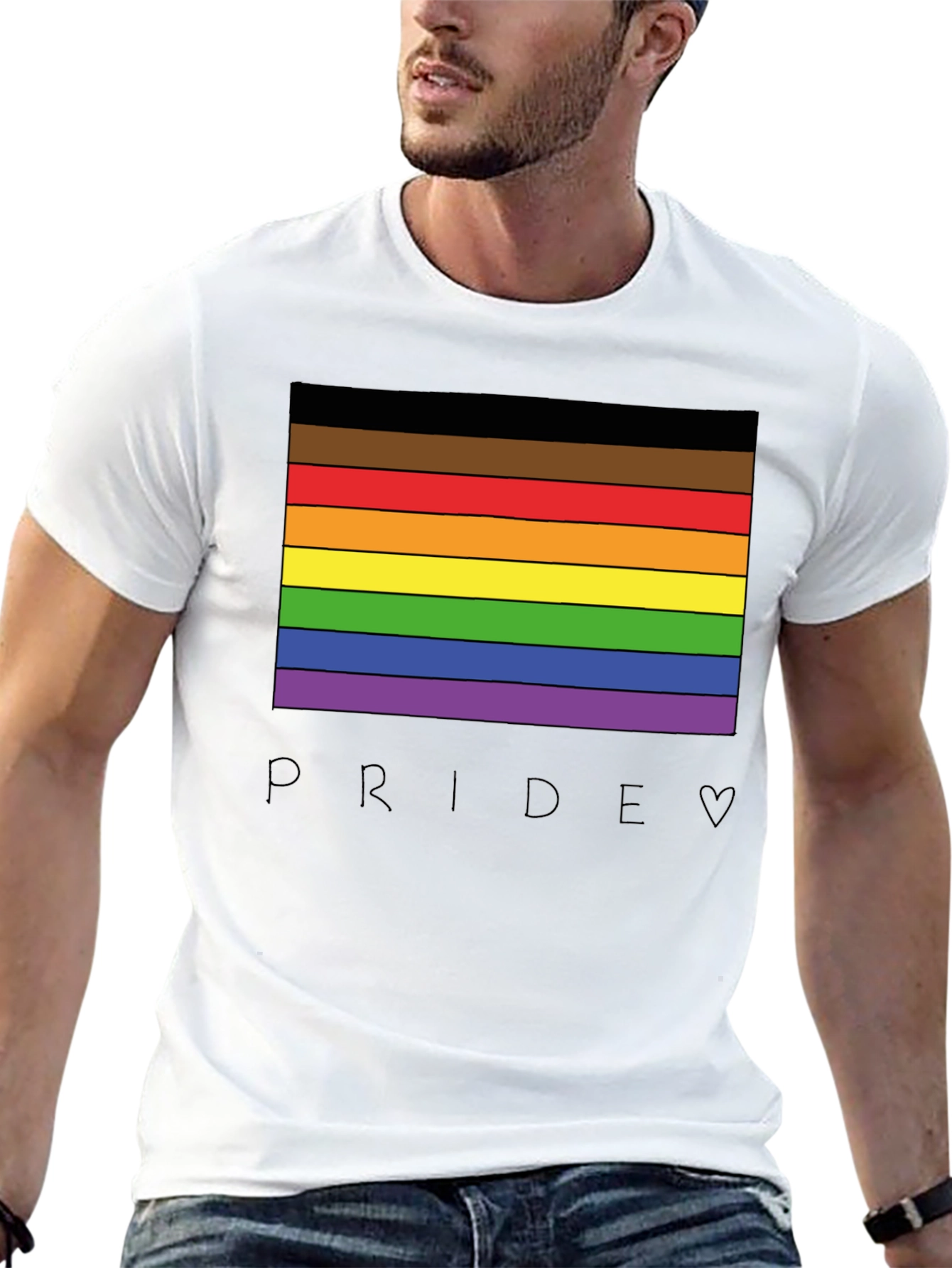 Pride Rainbow Stripe Graphic Tee - Celebrate Love