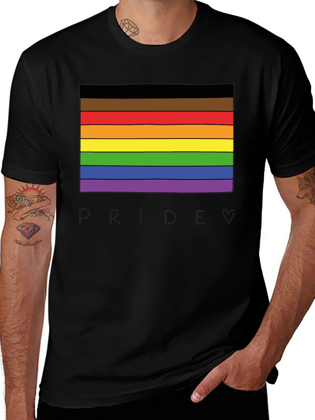 Pride Rainbow Stripe Graphic Tee - Celebrate Love