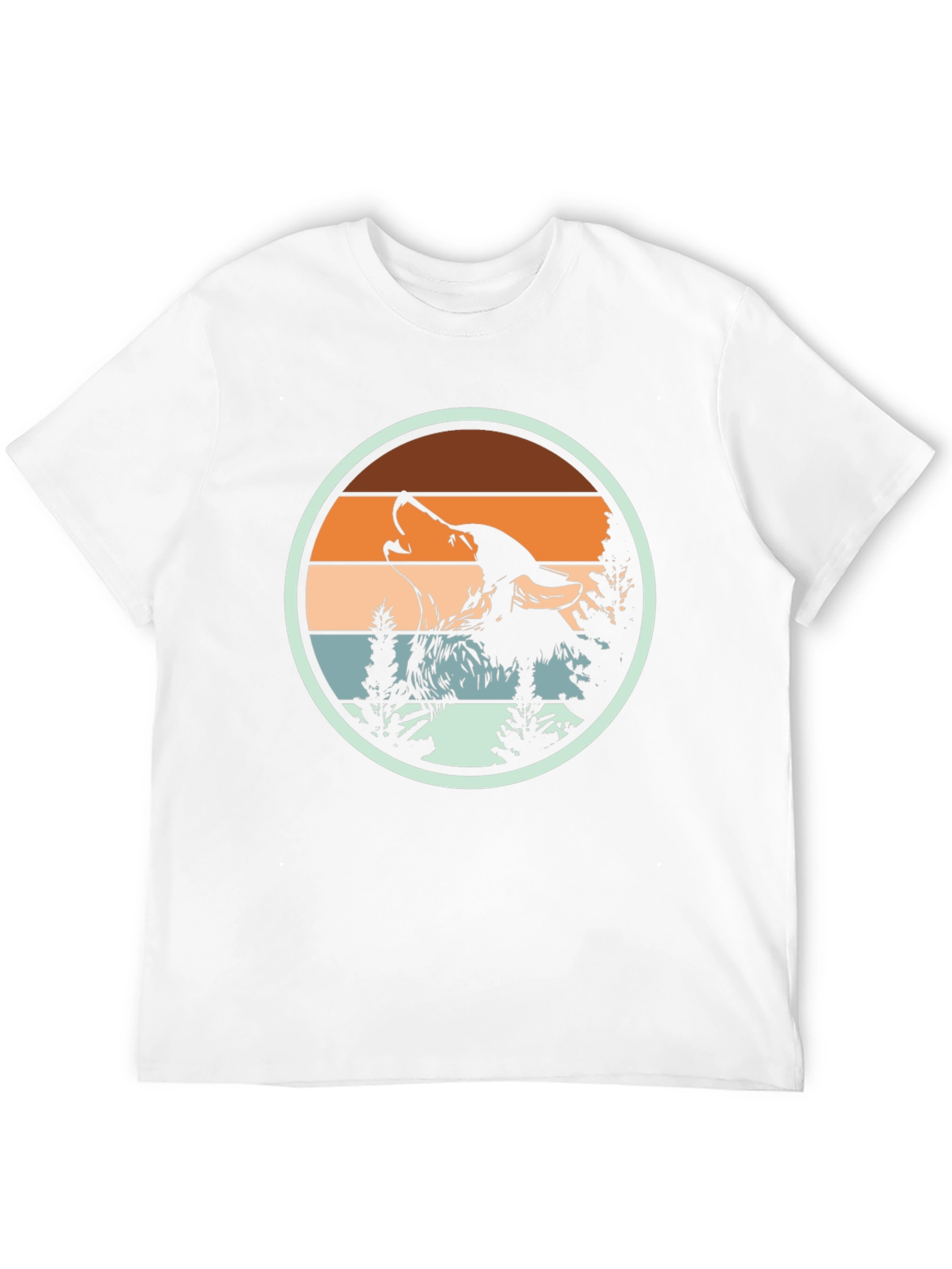 Wolf Howling Retro Sunset Graphic T-Shirt