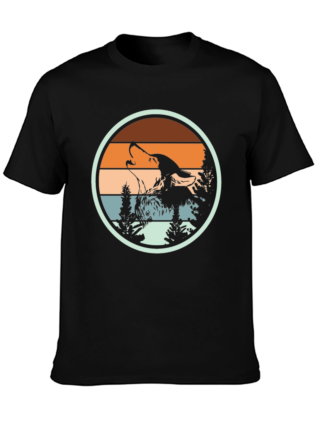 Wolf Howling Retro Sunset Graphic T-Shirt