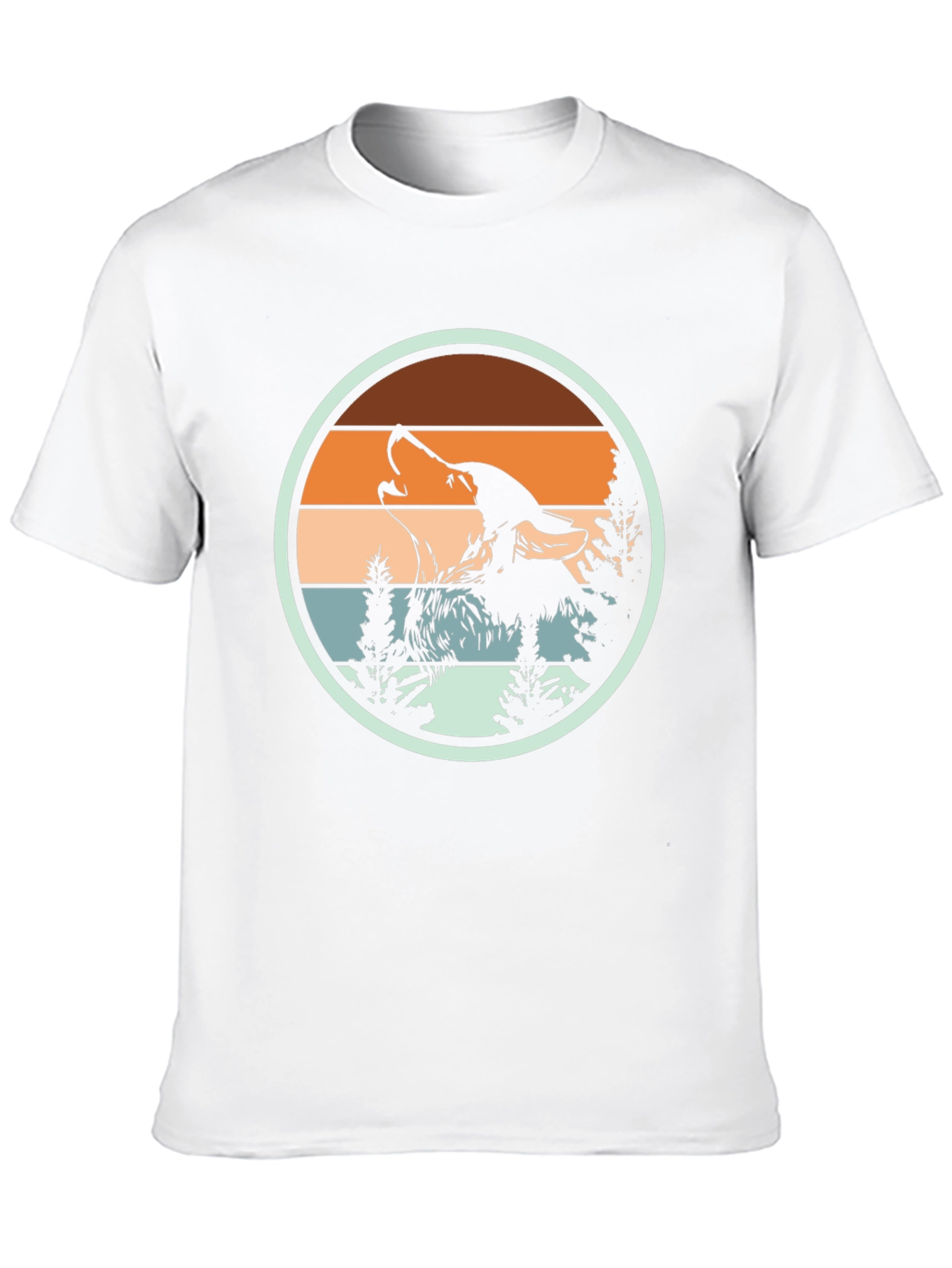 Wolf Howling Retro Sunset Graphic T-Shirt