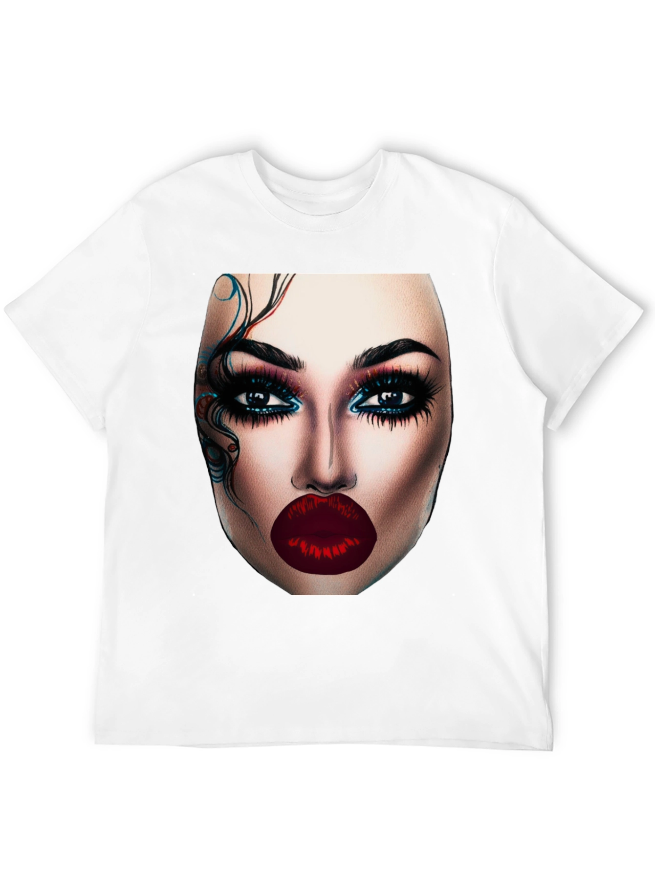 Glamorous Makeup Face Graphic Black T-Shirt