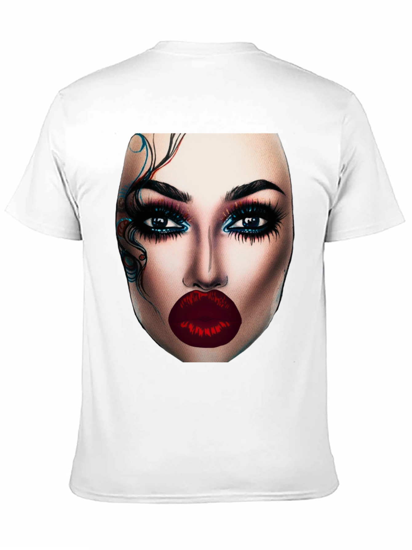 Glamorous Makeup Face Graphic Black T-Shirt